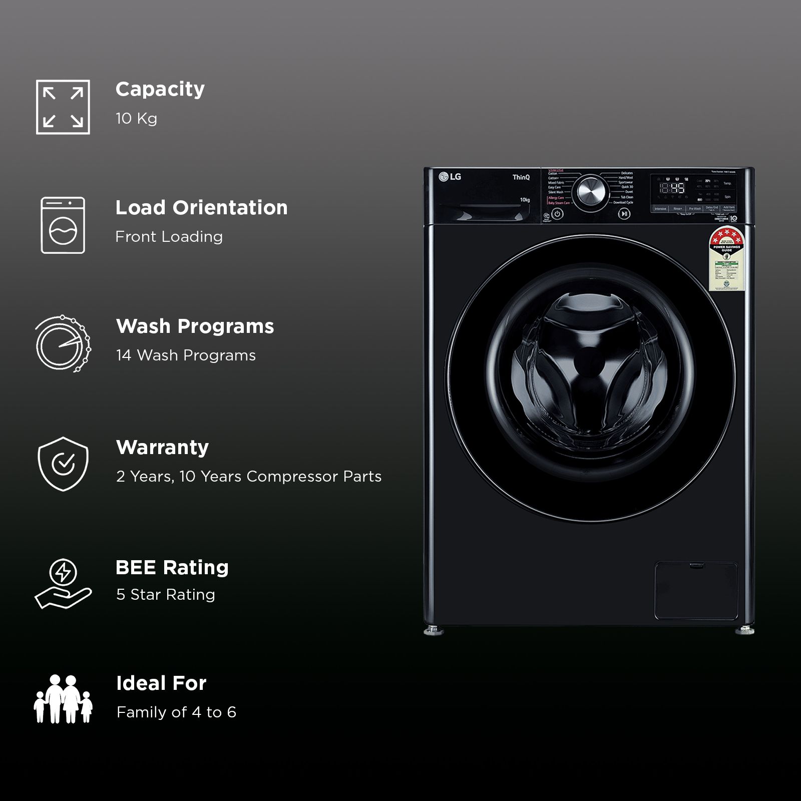 LG 10 kg 5 Star Wi-Fi Fully Automatic Front Load Washing Machine (Vivace Premium, FHP1210Z6O.ANBQEIL, AI Direct Drive, Onyx Black) LG 10 kg 5 Star Wi-Fi Fully Automatic Front Load Washing Machine (Vivace Premium, FHP1210Z6O.ANBQEIL, AI Direct Drive, Onyx Black)_2