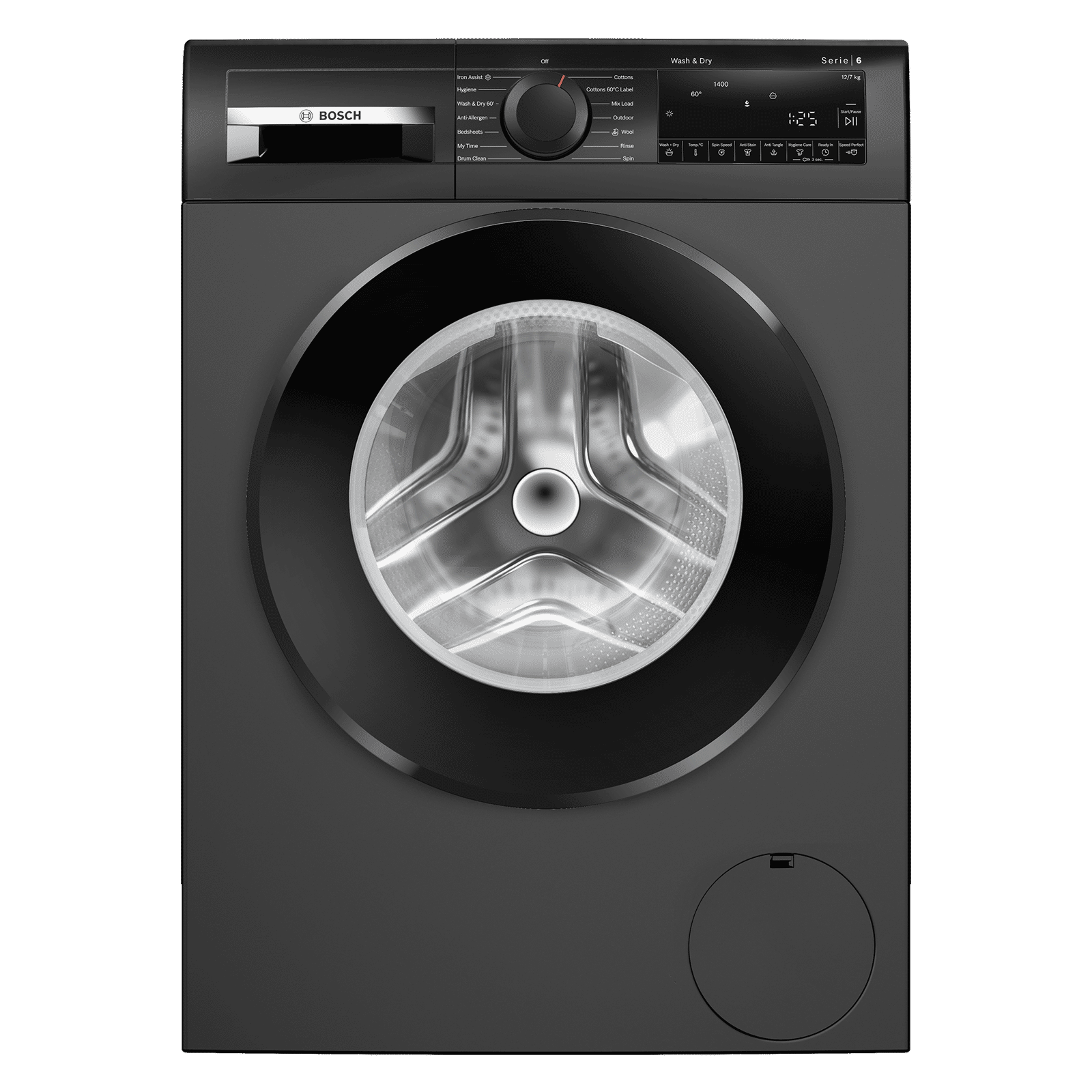 Bosch 12/7 kg Fully Automatic Front Load Washer Dryer (Series 6, WNA2740RIN, EcoSilence Drive, Cast Iron Grey) Bosch 12/7 kg Fully Automatic Front Load Washer Dryer (Series 6, WNA2740RIN, EcoSilence Drive, Cast Iron Grey)_1