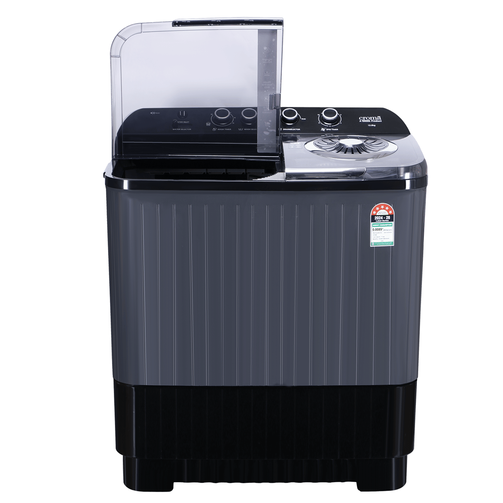 Croma 12 kg 5 Star Semi Automatic Washing Machine with Pulsator Technology (Dark Grey) Croma 12 kg 5 Star Semi Automatic Washing Machine with Pulsator Technology (Dark Grey)_9