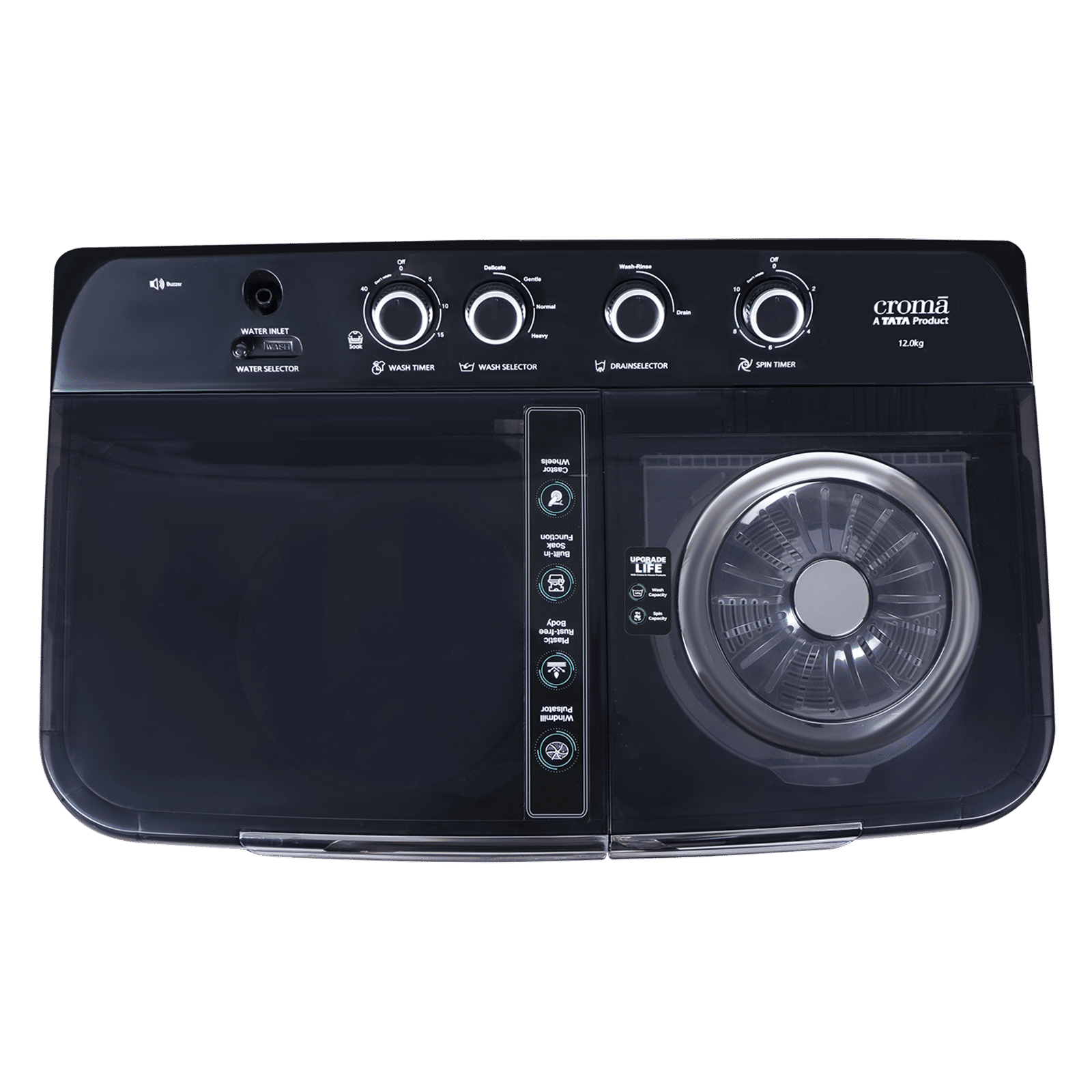 Croma 12 kg 5 Star Semi Automatic Washing Machine with Pulsator Technology (Dark Grey) Croma 12 kg 5 Star Semi Automatic Washing Machine with Pulsator Technology (Dark Grey)_3