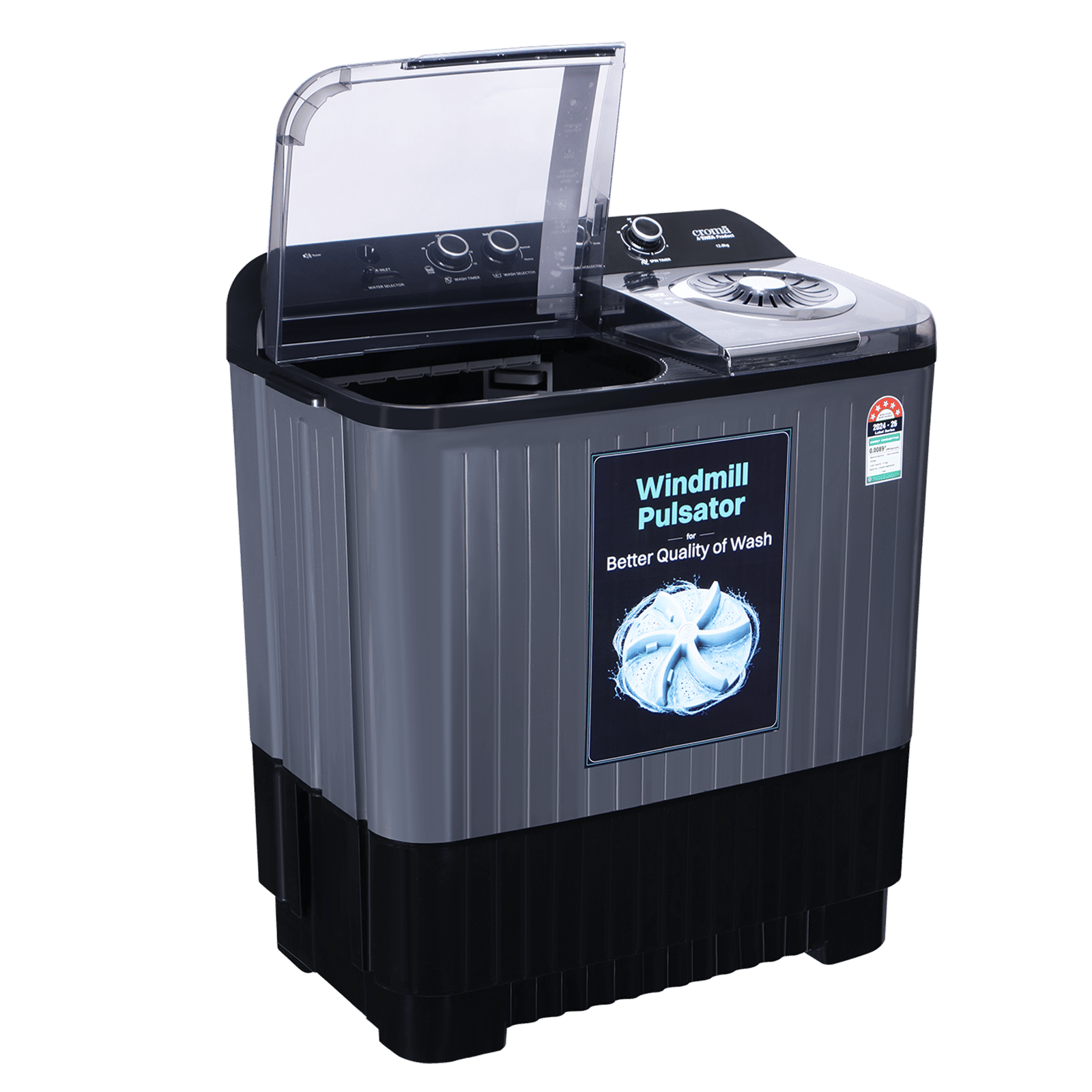 Croma 12 kg 5 Star Semi Automatic Washing Machine with Pulsator Technology (Dark Grey) Croma 12 kg 5 Star Semi Automatic Washing Machine with Pulsator Technology (Dark Grey)_6
