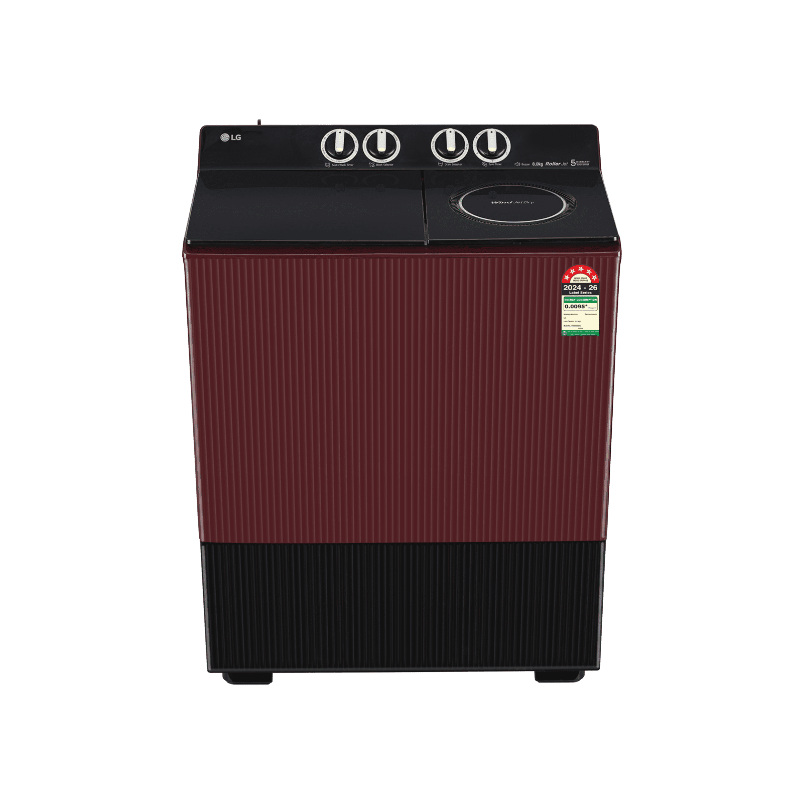 LG 8 kg 5 Star Semi Automatic Washing Machine with Wind Jet Dry (Omega (AX), PX800O3SD2Z, Burgundy) LG 8 kg 5 Star Semi Automatic Washing Machine with Wind Jet Dry (Omega (AX), PX800O3SD2Z, Burgundy)_1