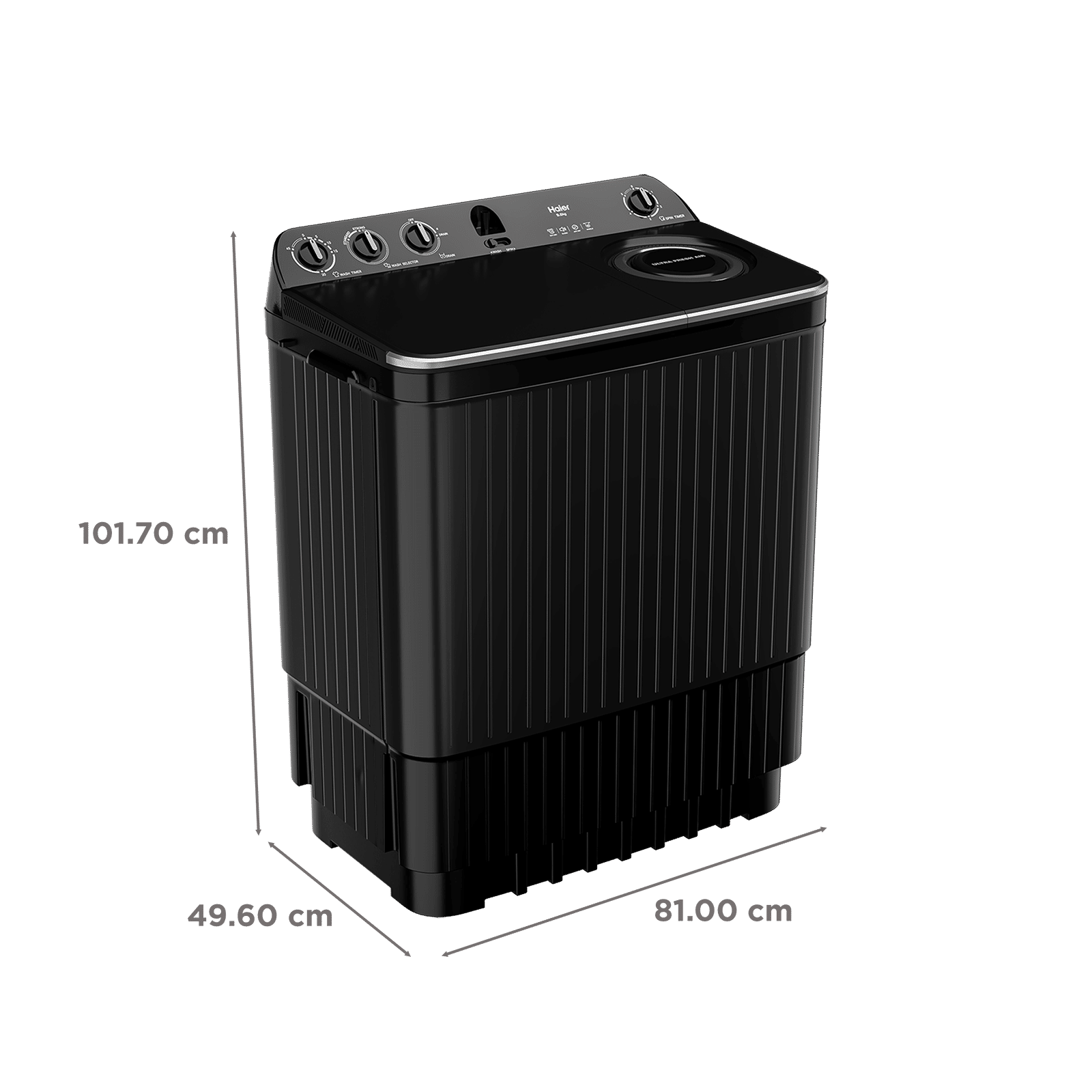 Haier 9 kg 5 Star Semi Automatic Washing Machine with Thunder Pulsator (HTW90-196BBK, Black) Haier 9 kg 5 Star Semi Automatic Washing Machine with Thunder Pulsator (HTW90-196BBK, Black)_3