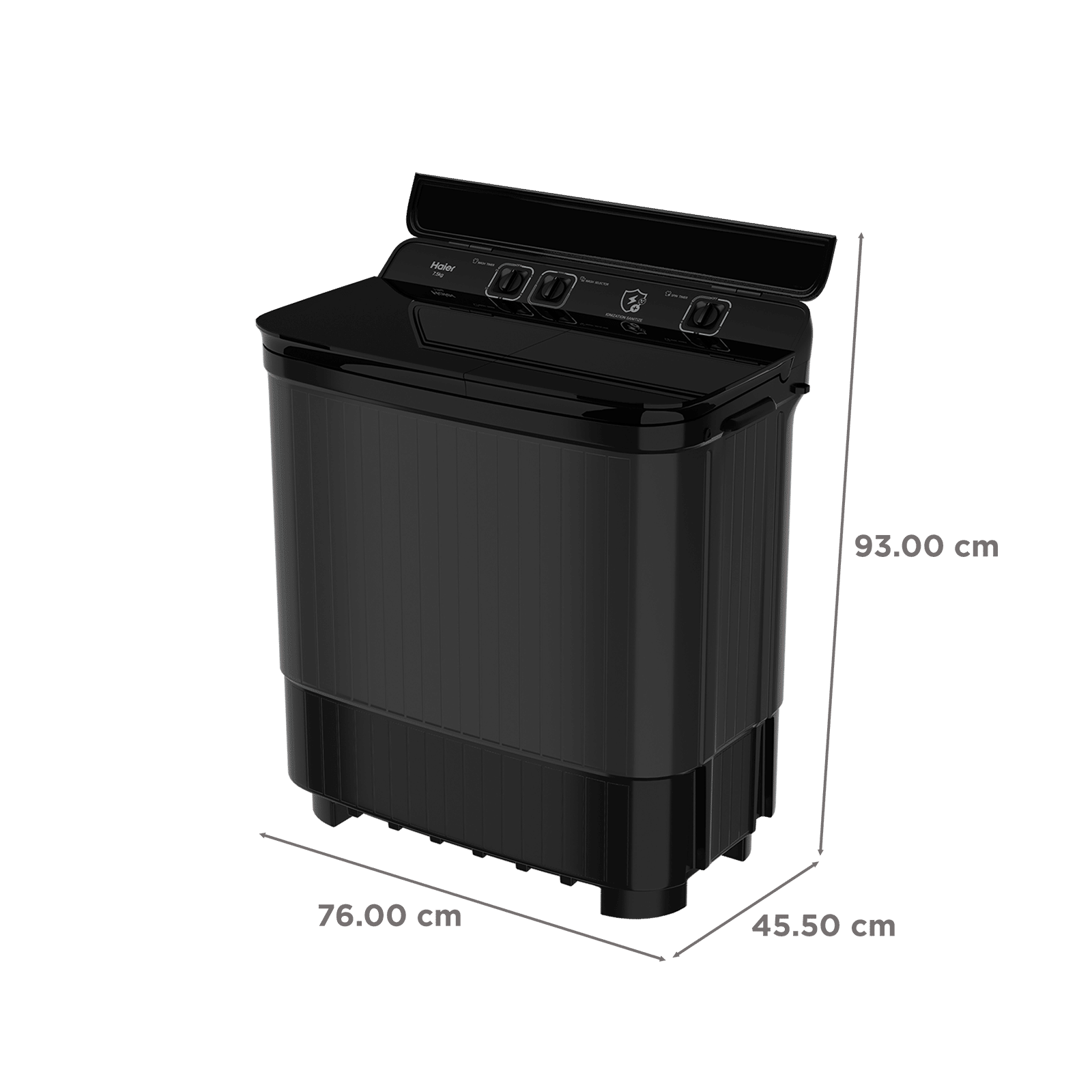 Haier 7.5 kg 5 Star Semi Automatic Washing Machine with Magic Filter (HTW75-178BBK, Black)_3