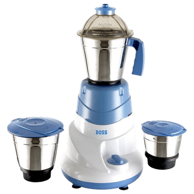 Mycro Fine BOSS Alltime 500 Watt 3 Jars Mixer Grinder (18000 RPM, 3 Speed Control, White & Blue)