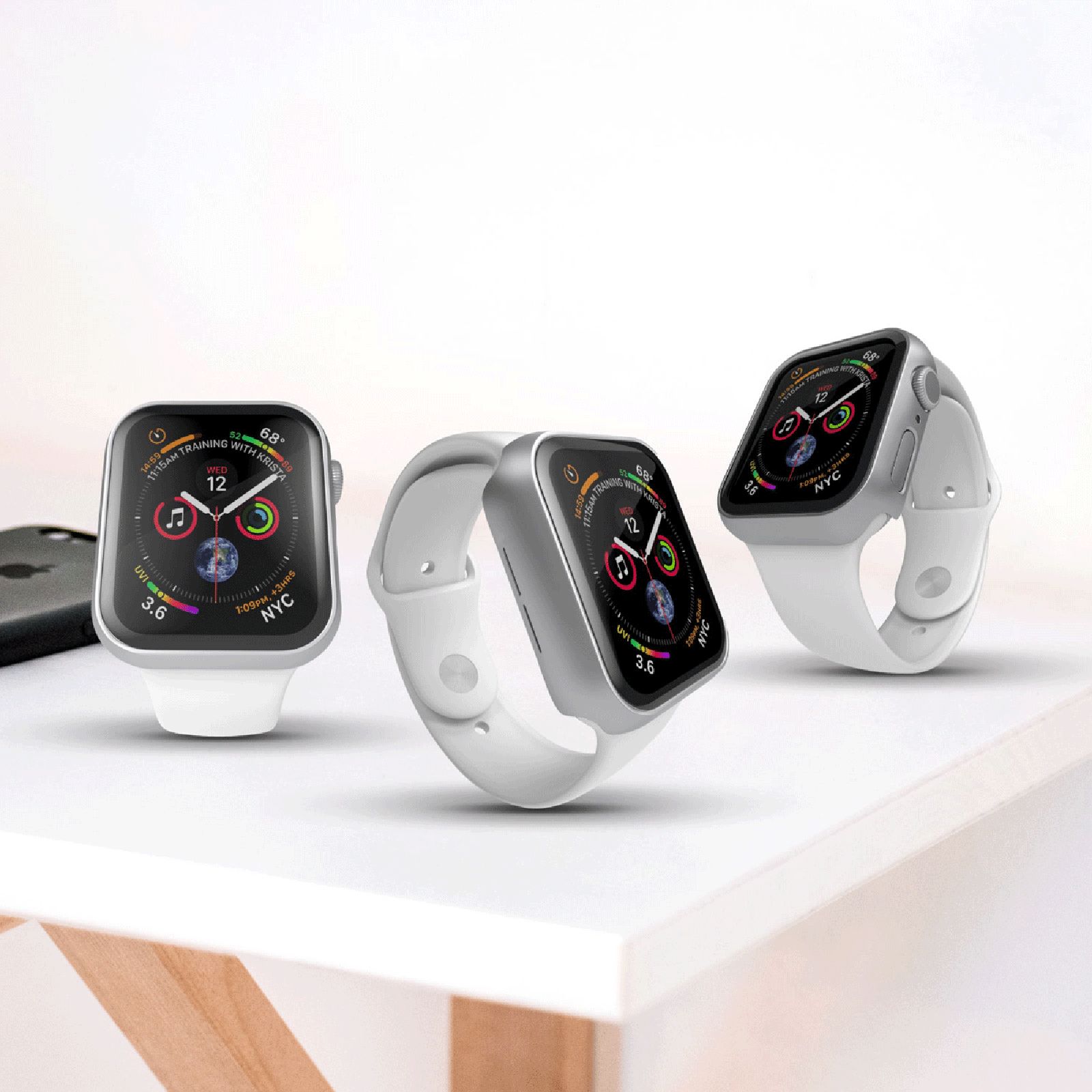 Hyphen DEFENDR TPU Bumper Case for Apple Watch Series SE, 4, 5 & 6 (40mm) (Touch Sensitive Tempered Glass, Silver)_12