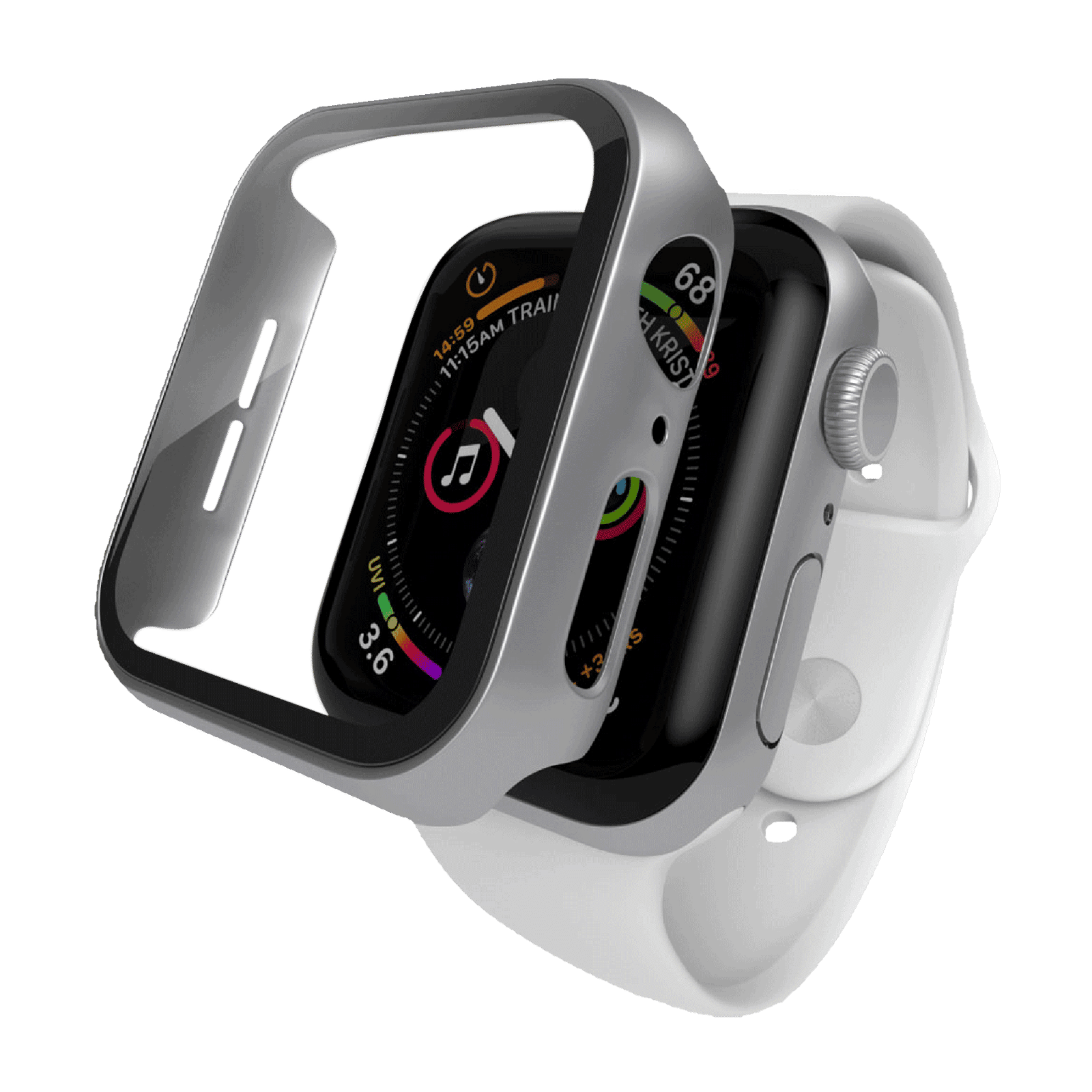 Hyphen DEFENDR TPU Bumper Case for Apple Watch Series SE, 4, 5 & 6 (40mm) (Touch Sensitive Tempered Glass, Silver)_5