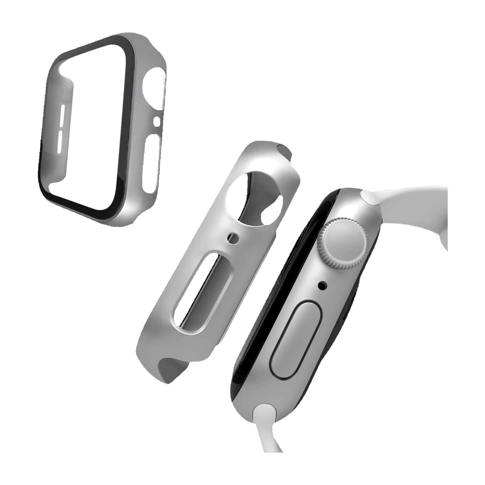 Hyphen DEFENDR TPU Bumper Case for Apple Watch Series SE, 4, 5 & 6 (40mm) (Touch Sensitive Tempered Glass, Silver)_6