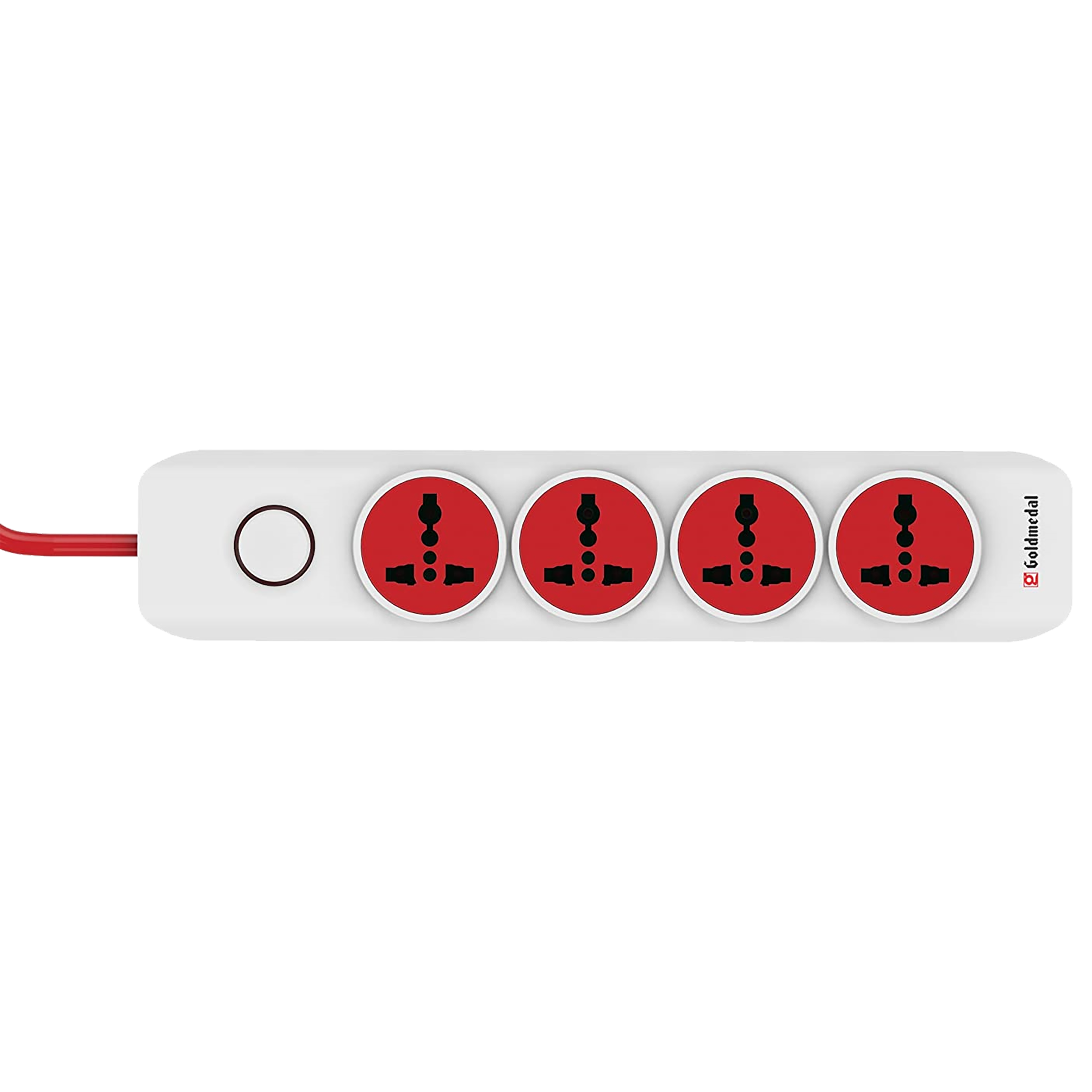 Goldmedal I-Design 6 Amp 4 Sockets Extension Board ( 2 Meters, Special Nylon Velcro Cable, 205102, White/Red)_1
