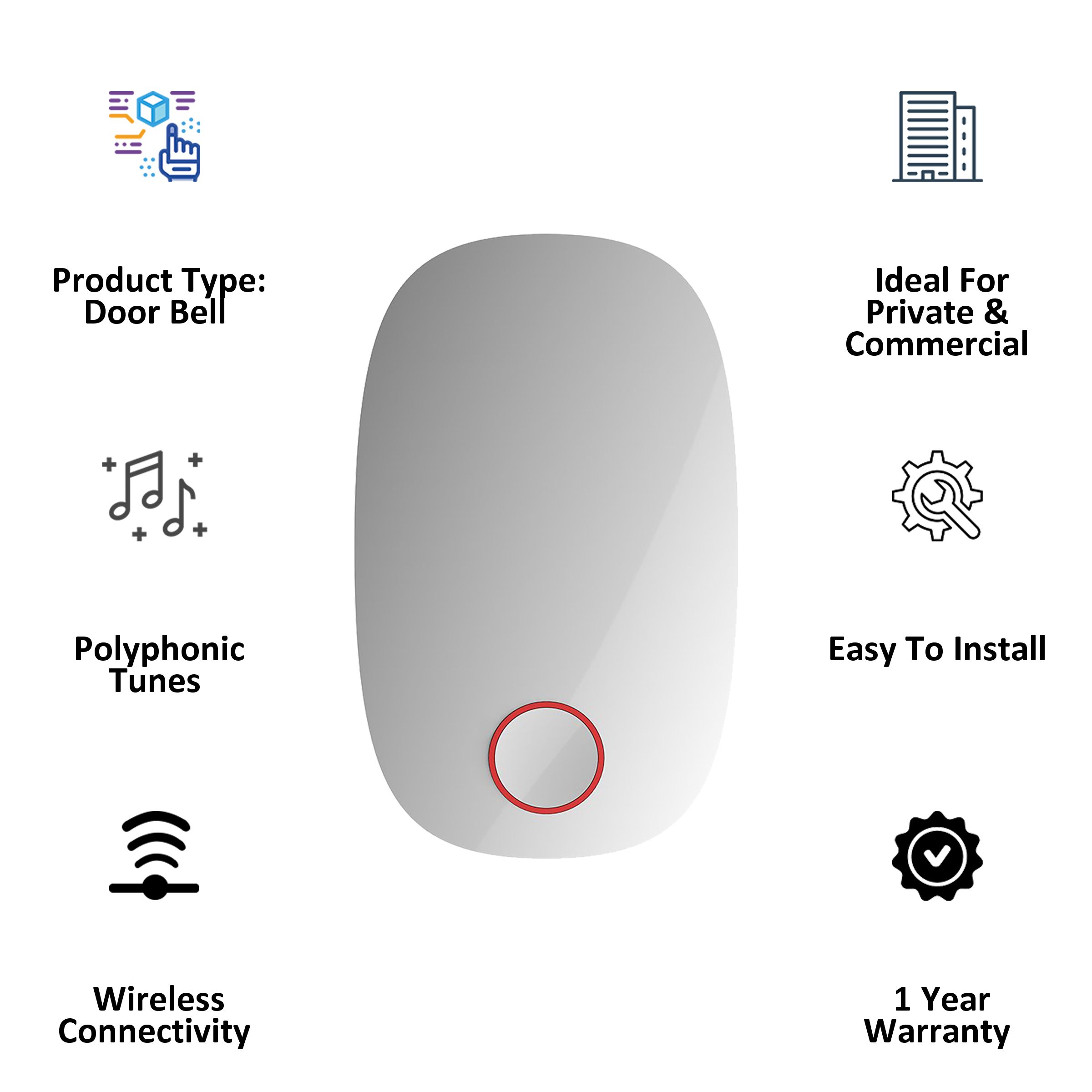 Goldmedal Salsa Door Bell (Polyphonic Tunes, 204083, White/Red) Goldmedal Salsa Door Bell (Polyphonic Tunes, 204083, White/Red)_4
