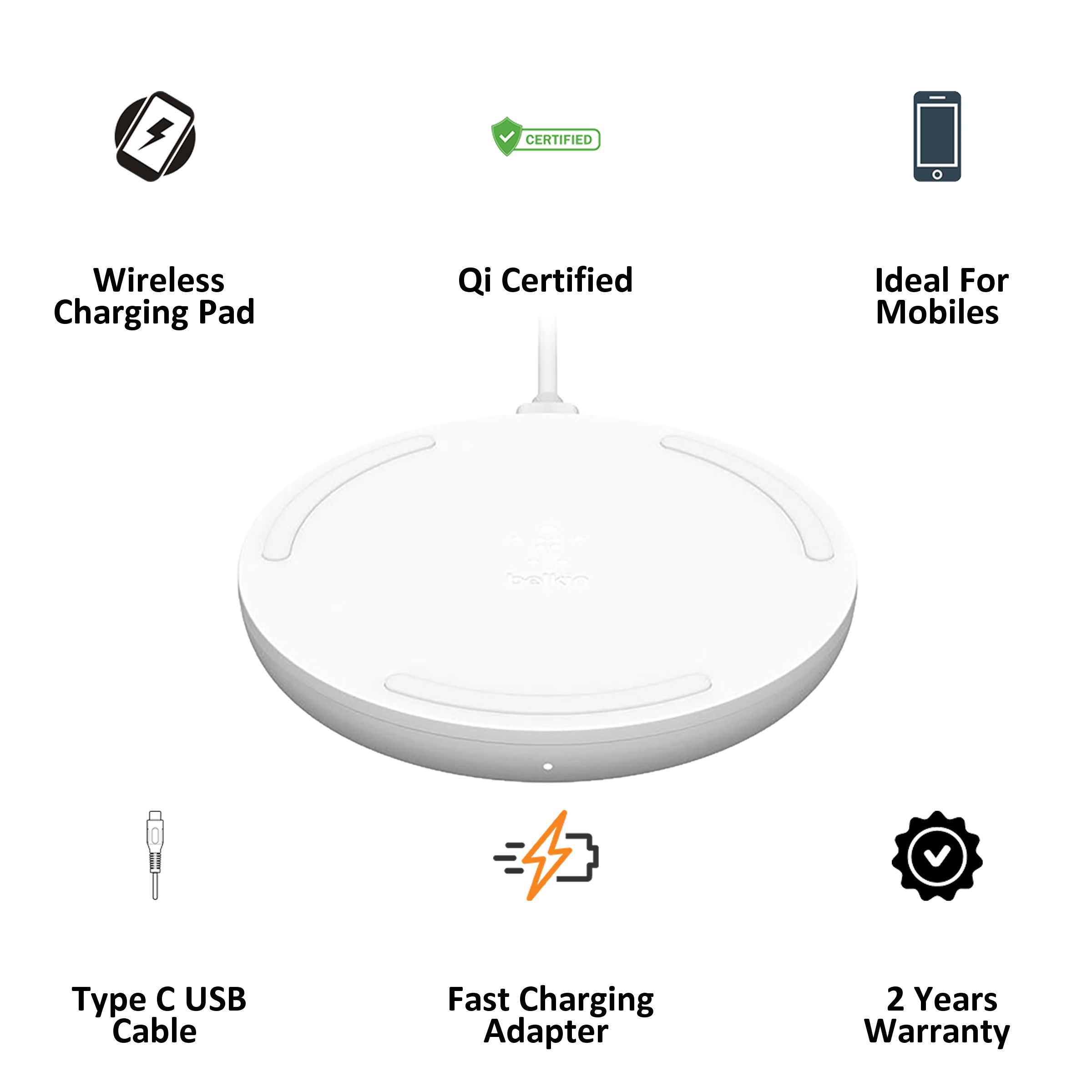 belkin Boost Charge 15 Watts Wireless Charging Pad (Qi-Certified, WIA002BT, White)_3