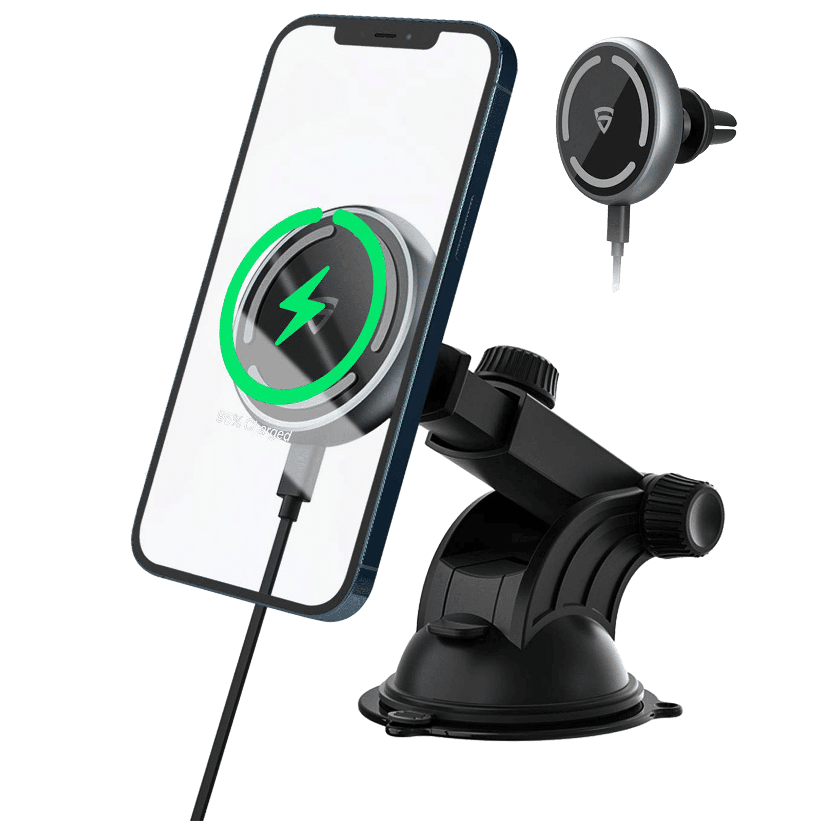 RAEGR MagFix Arc M1310 15 Watts Car Charging Adapter with Cable (Wireless, RG10214, Black) RAEGR MagFix Arc M1310 15 Watts Car Charging Adapter with Cable (Wireless, RG10214, Black)_1