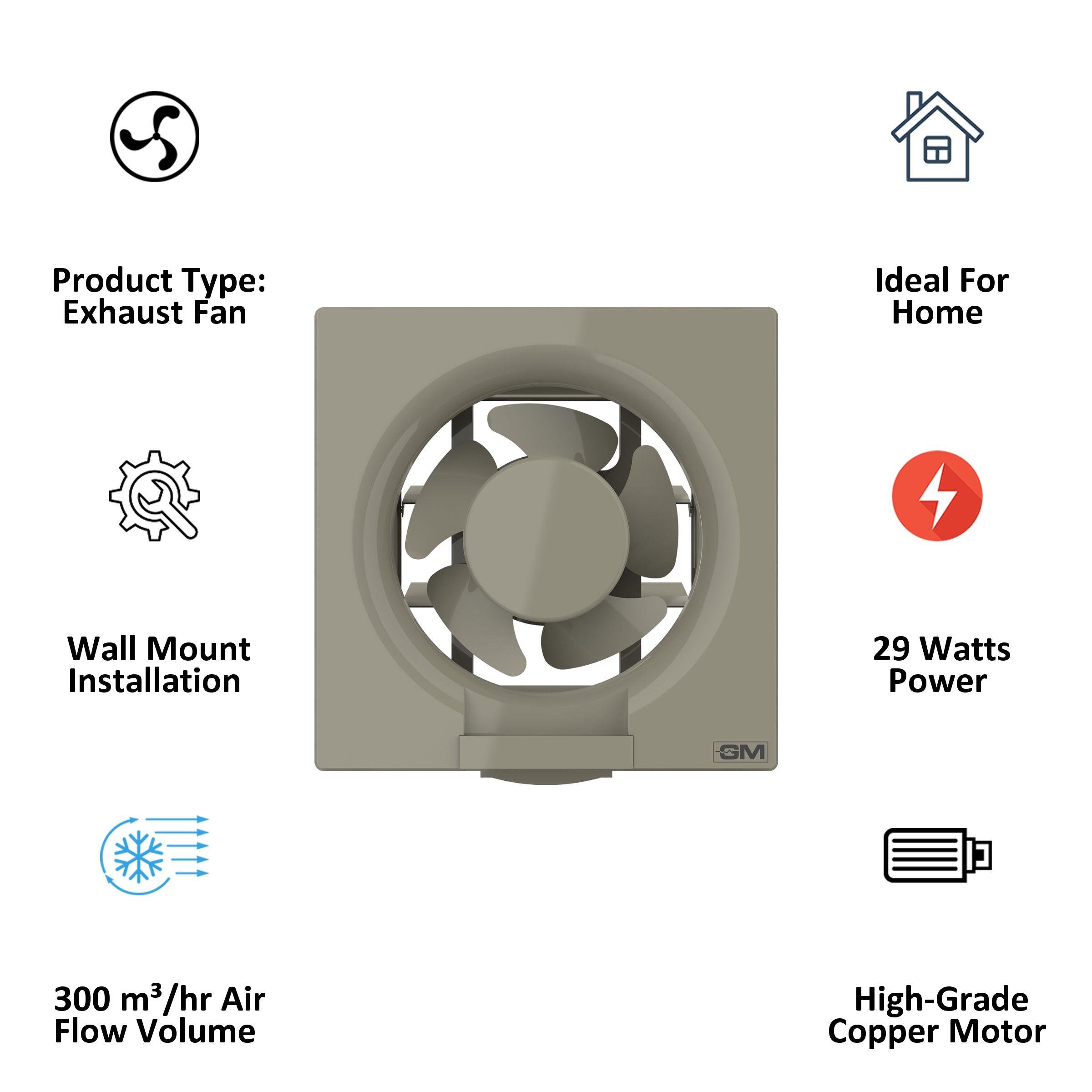 GM Eco Air 150mm Exhaust Fan (Thermal Overload Protector, Ivory) GM Eco Air 150mm Exhaust Fan (Thermal Overload Protector, Ivory)_4