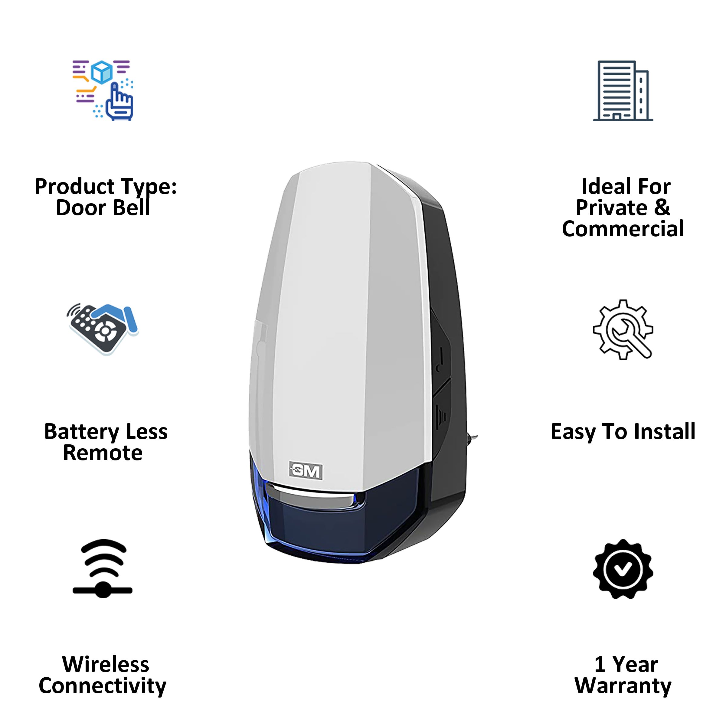 GM Modular ASB Gusto Door Bell (Wireless, 4094, White/Blue)_3