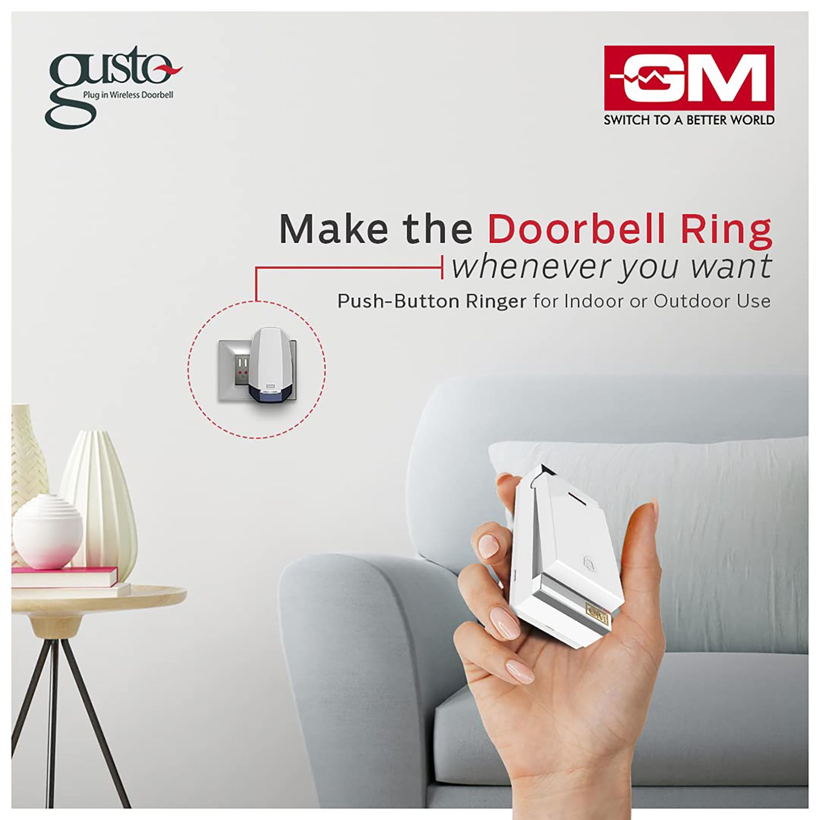 GM Modular ASB Gusto Door Bell (Wireless, 4094, White/Blue)_4