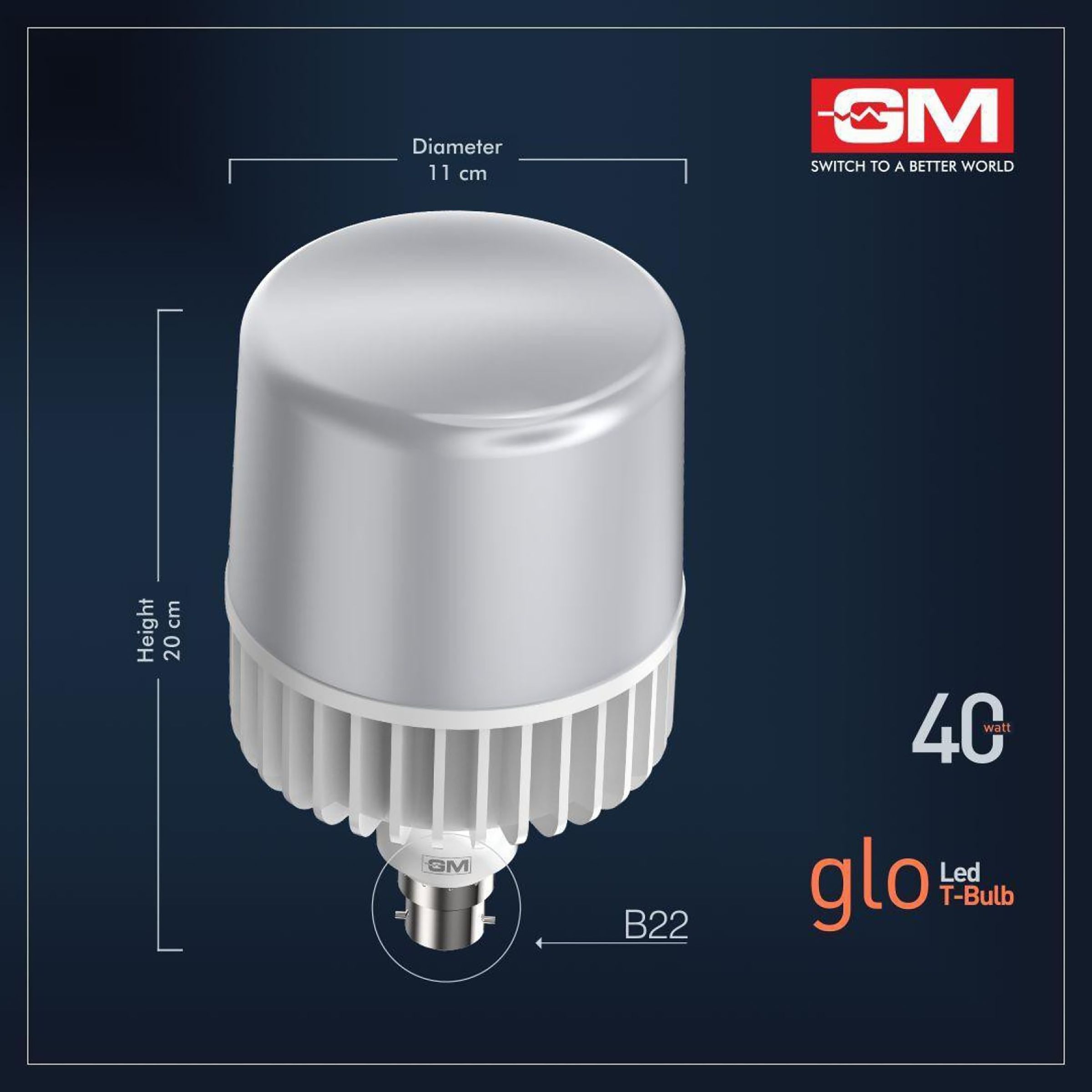 GM GLO 40 Watts Electric Powered LED Bulb (4000 Lumens, GBT-40-6.5K, White) GM GLO 40 Watts Electric Powered LED Bulb (4000 Lumens, GBT-40-6.5K, White)_4