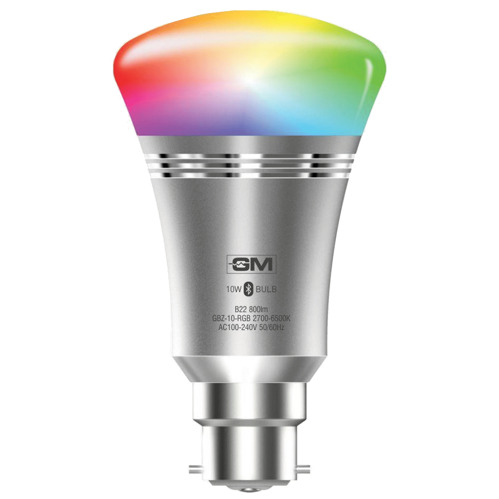 GM Glitz Air 10 Watts LED Smart Bulb (Color Changing App Controlled Bluetooth, GBZ-10-RGBWW-NA, Multicolor/Silver) GM Glitz Air 10 Watts LED Smart Bulb (Color Changing App Controlled Bluetooth, GBZ-10-RGBWW-NA, Multicolor/Silver)_1