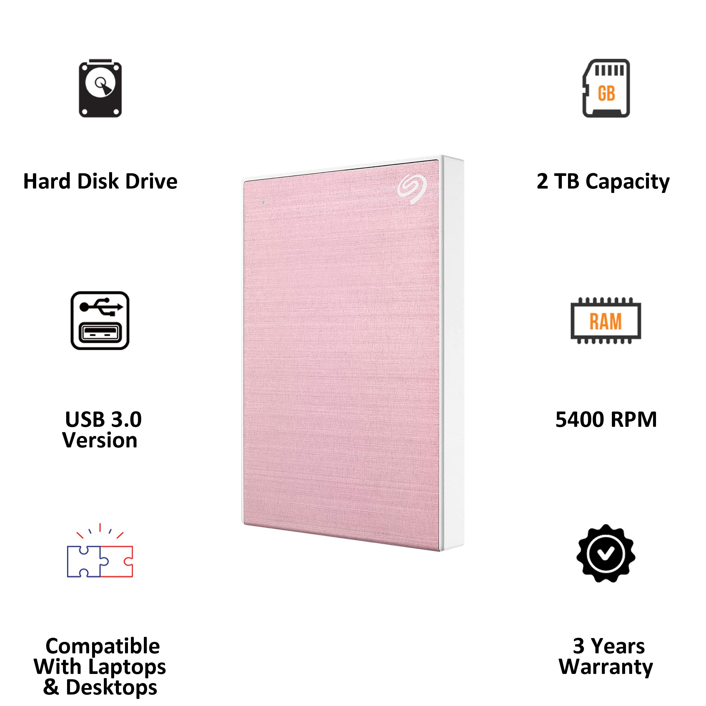 SEAGATE One Touch 2TB USB (3.0) Portable Hard Disk Drive (Rescue Data Recovery Services, Rose Gold) SEAGATE One Touch 2TB USB (3.0) Portable Hard Disk Drive (Rescue Data Recovery Services, Rose Gold)_3