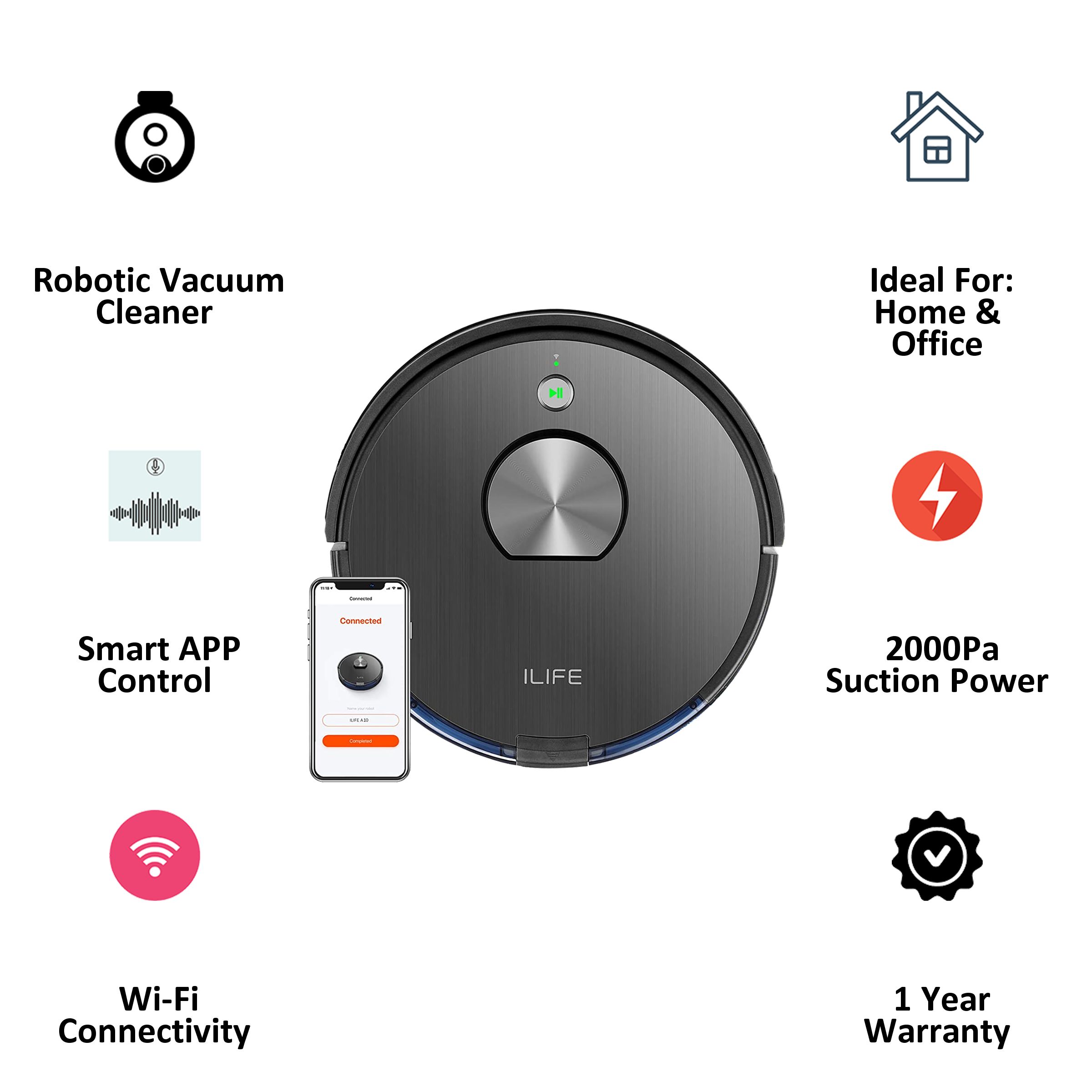 ILIFE Robotic Vacuum Cleaner (A10S, Black) ILIFE Robotic Vacuum Cleaner (A10S, Black)_4