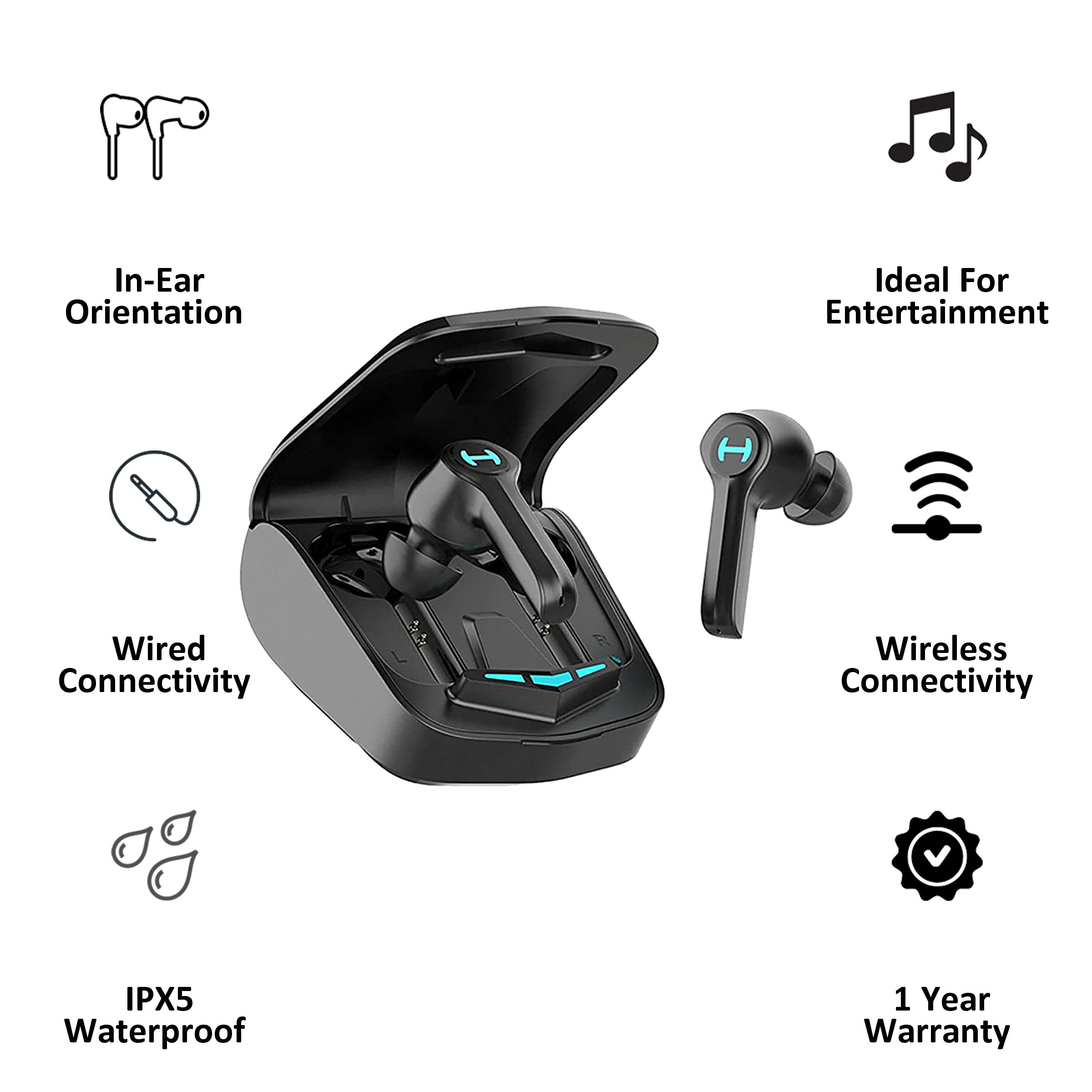 EDIFIER GM4 TWS In-Ear Truly Wireless Gaming Earbuds (IPX5 Waterproof, Black)_3