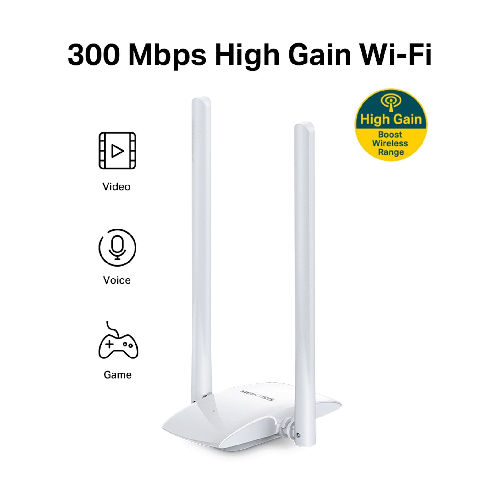 MERCUSYS MW300UH Single Band Wi-Fi Range Extender (Upto 300 Mbps, Wi-Fi 4, 2 Antennas, White)_4