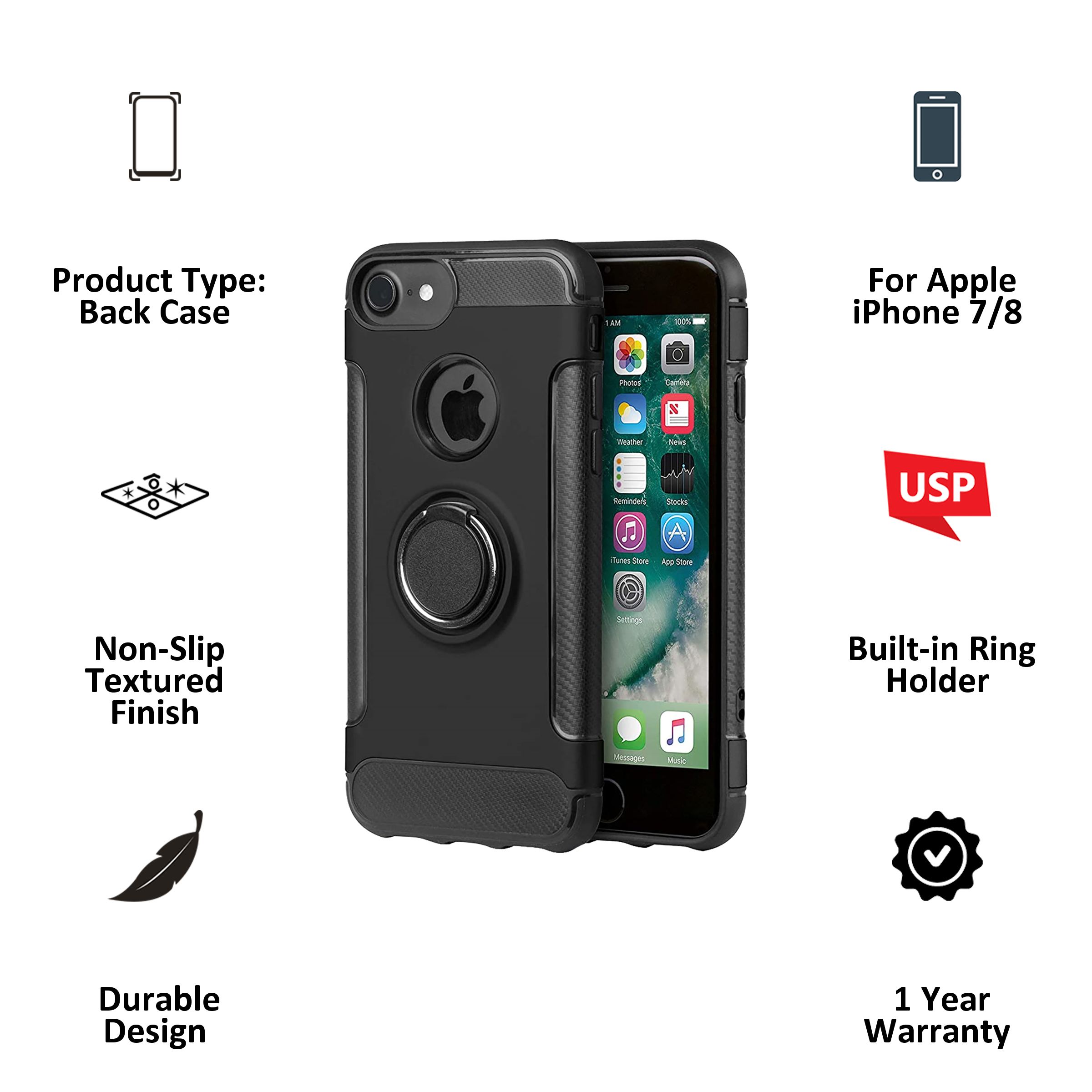 AT&T Back Cover for Apple iPhone 7 and iPhone 8 (Camera Protection, Black) AT&T Back Cover for Apple iPhone 7 and iPhone 8 (Camera Protection, Black)_3