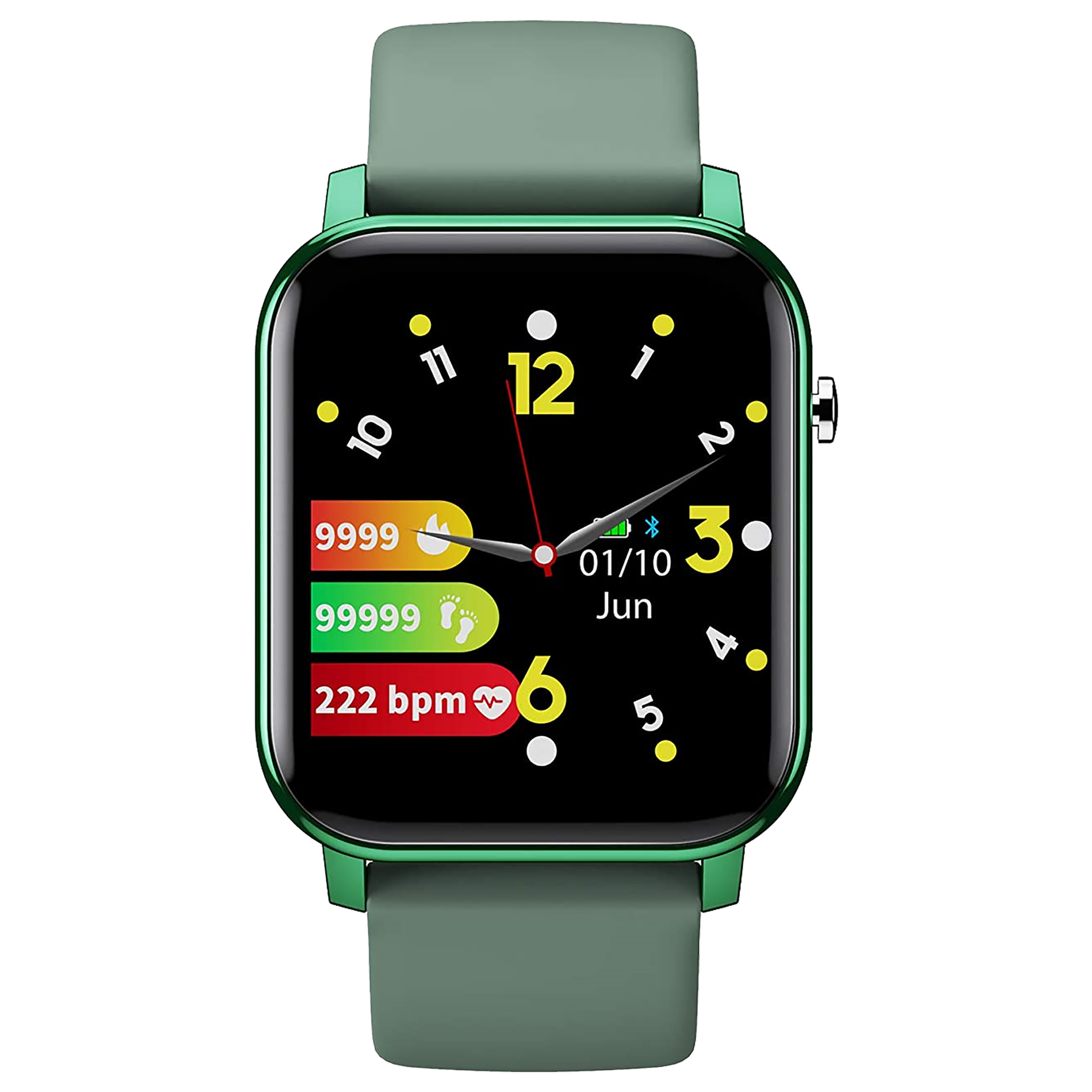 GIZmore Gizfit 908 Smartwatch (35.56mm) (Full-Touch Colour Display, Black/Olive Green, Sport Band)_1