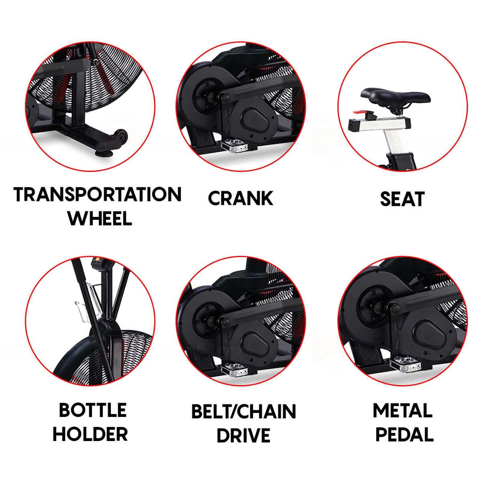 PowerMax Air Bike (Dual transmission system, BA-2500C, Black) PowerMax Air Bike (Dual transmission system, BA-2500C, Black)_6