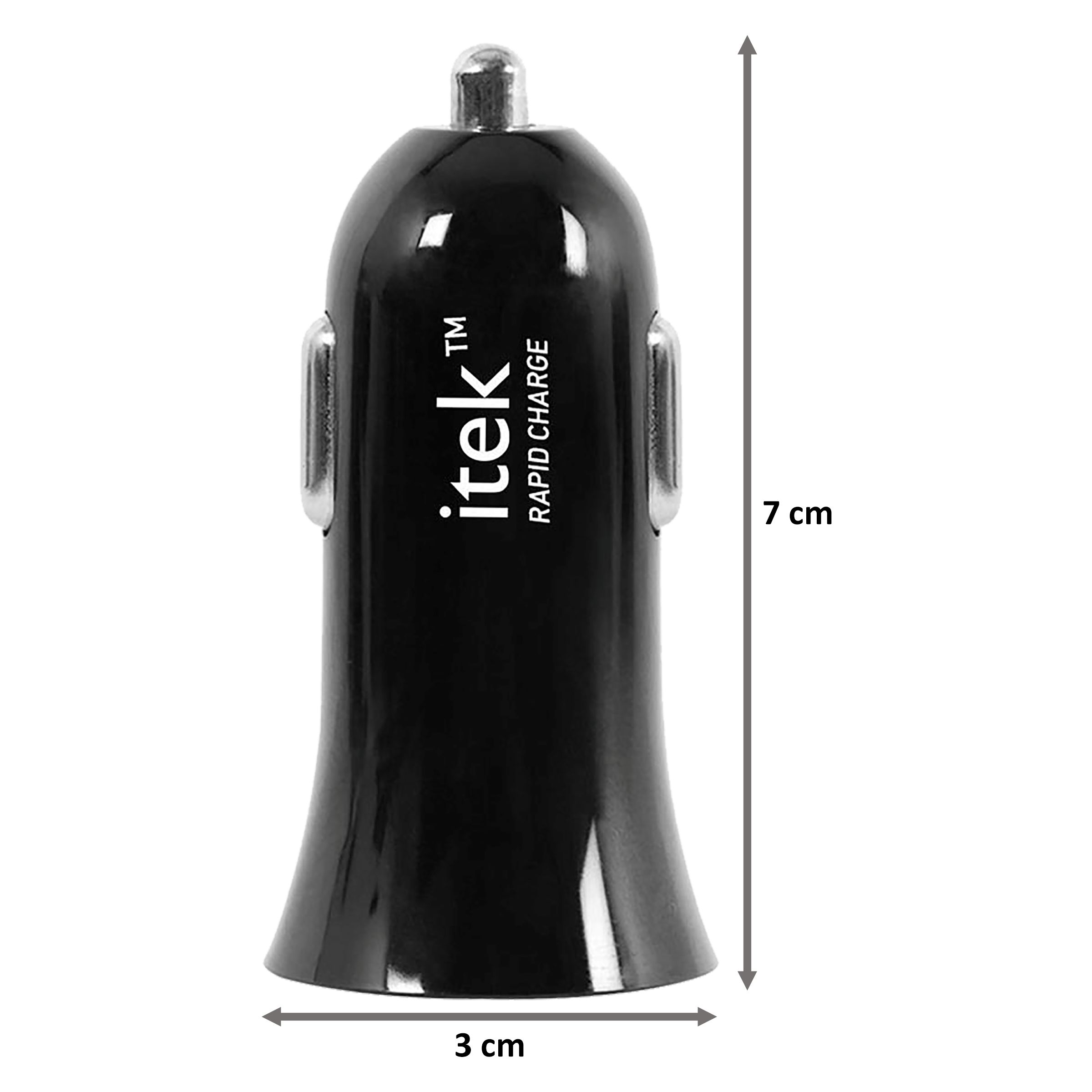 itek CCH004_BK 2 USB Ports Car Charging Adapter (Smart Microchip, Jet Black)_2