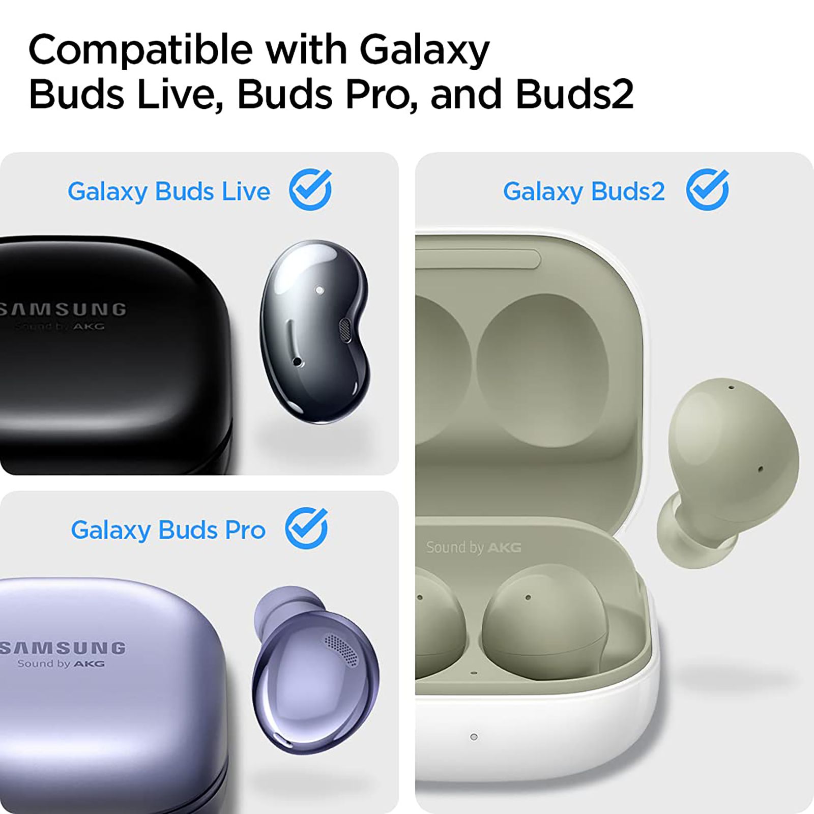 spigen Silicone Fit Silicone Full Cover Case For Galaxy Buds 2 (2021)/Galaxy Buds Pro (2021)/Galaxy Buds Live (2020) (East To Carry, ASD02105, White)_9