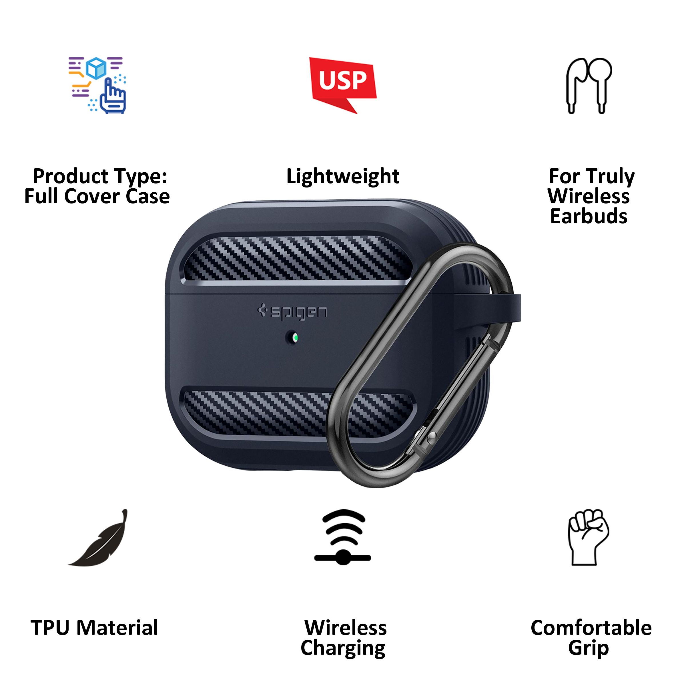 spigen Rugged Armor TPU Full Cover Case For AirPods Pro (Lightweight, ASD01442, Charcoal Grey) spigen Rugged Armor TPU Full Cover Case For AirPods Pro (Lightweight, ASD01442, Charcoal Grey)_7