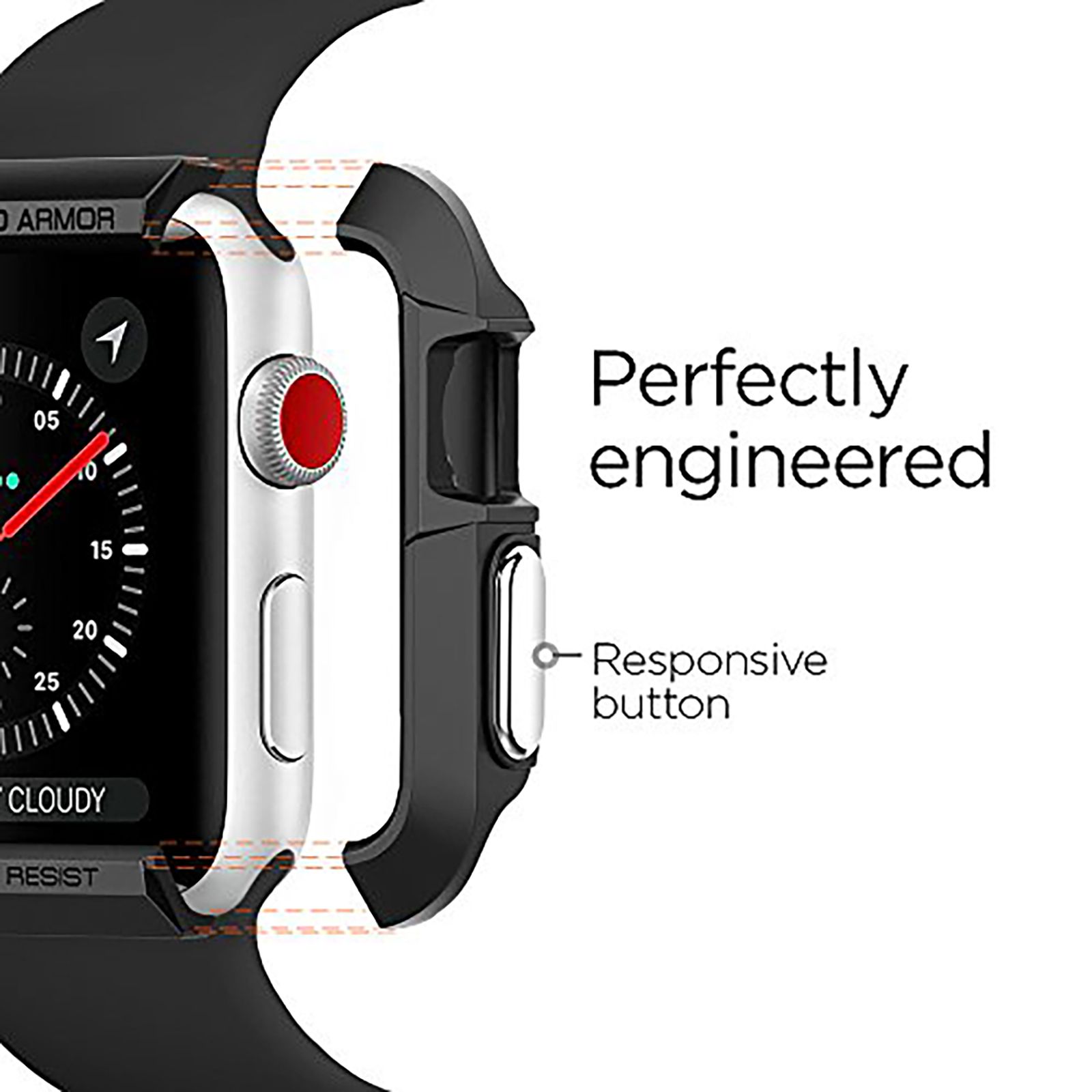 Spigen Rugged Armor TPU Case for Apple Watch Series 3, 2 & 1 (38mm) (Scratches & Bumps Protection, Black)_12
