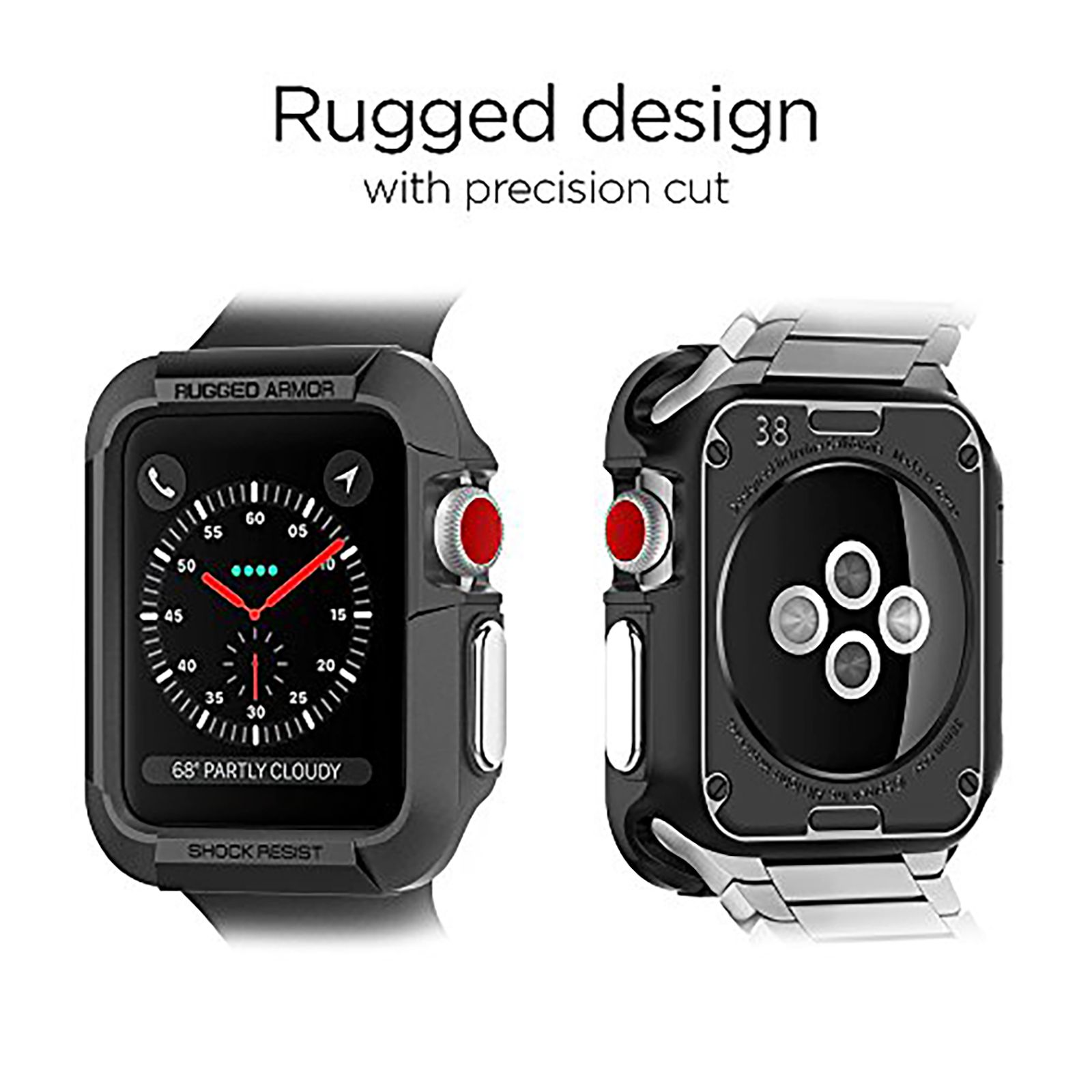 Spigen Rugged Armor TPU Case for Apple Watch Series 3, 2 & 1 (38mm) (Scratches & Bumps Protection, Black)_13