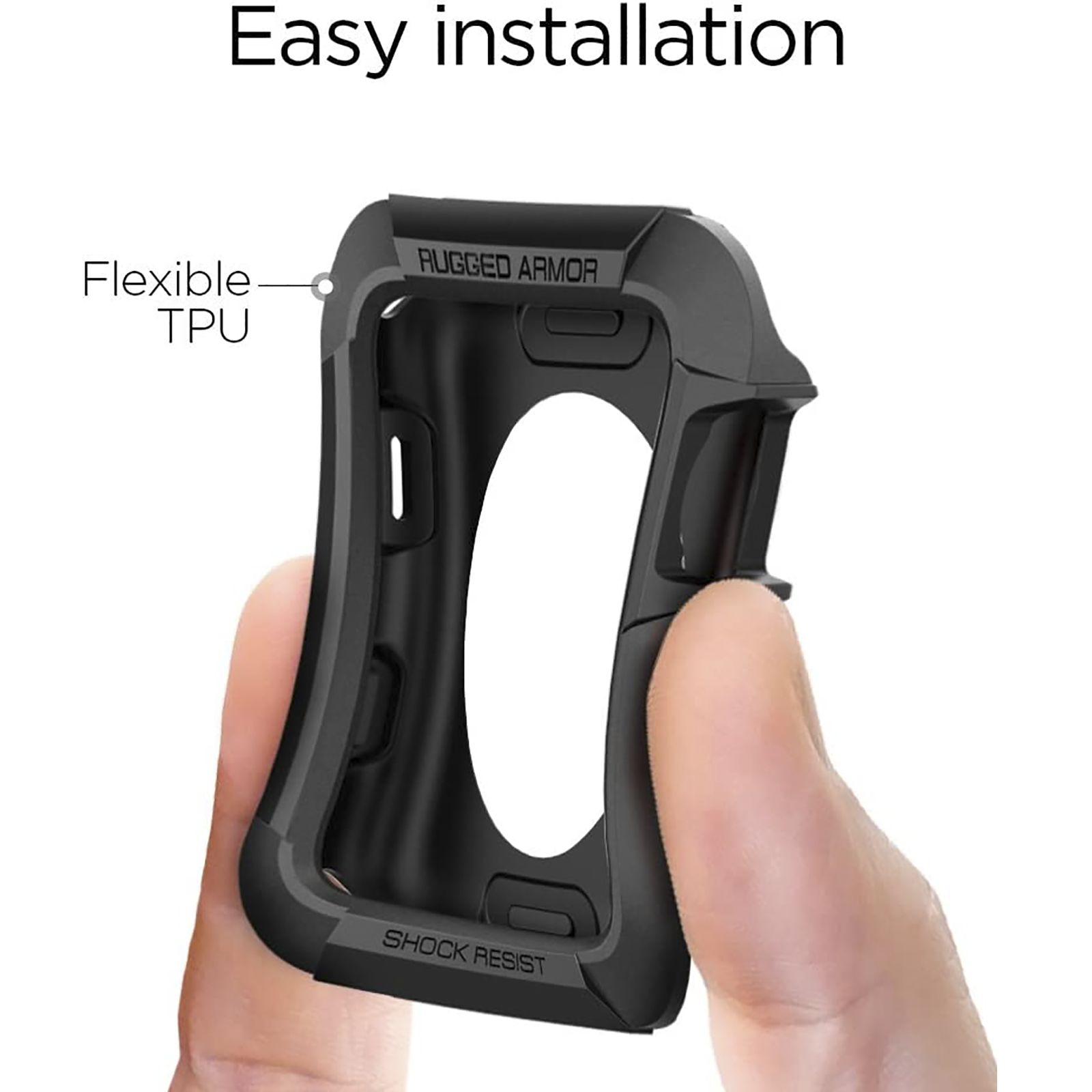Spigen Rugged Armor TPU Case for Apple Watch Series 3, 2 & 1 (38mm) (Scratches & Bumps Protection, Black)_4