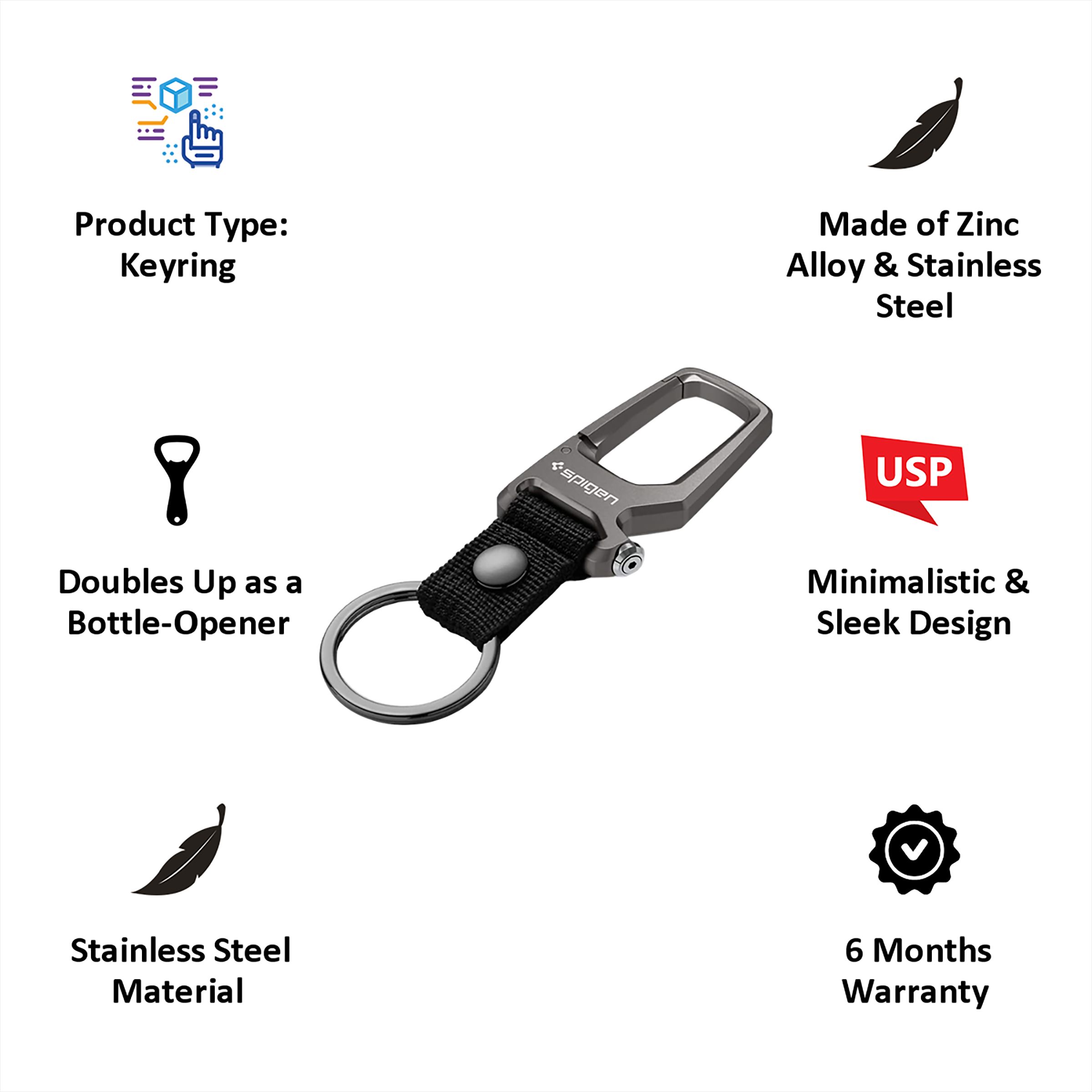 spigen Carabiner Key Ring (Bottle-Opener, AHP01869, Black) spigen Carabiner Key Ring (Bottle-Opener, AHP01869, Black)_3
