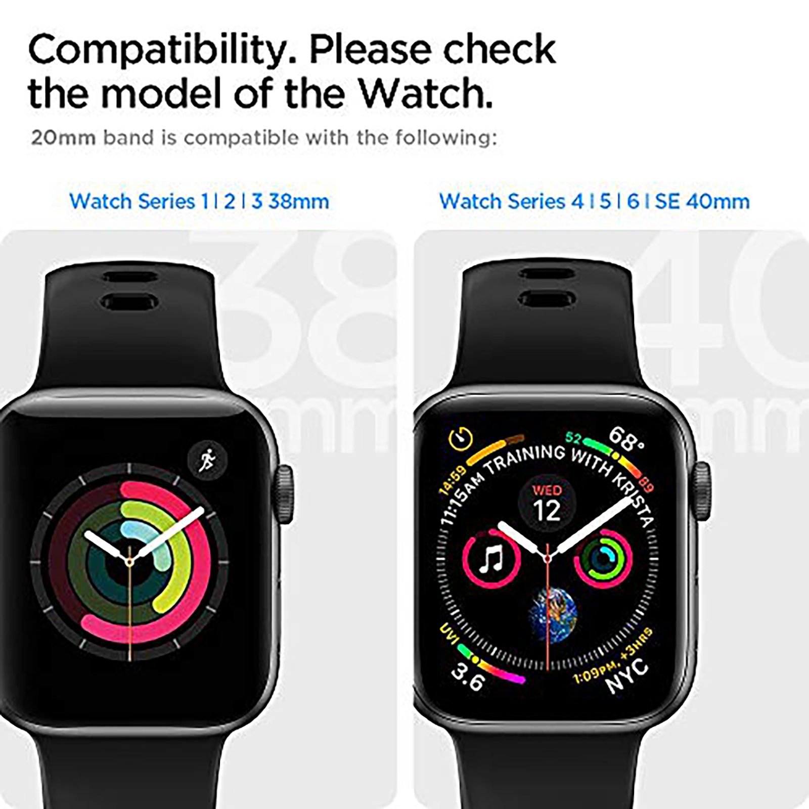 Spigen Silicone Band for Apple Watch Series SE, 7, 6, 5, 4, 3, 2 & 1 (41mm / 40mm / 38mm) (Adjustable Length, Black)_12