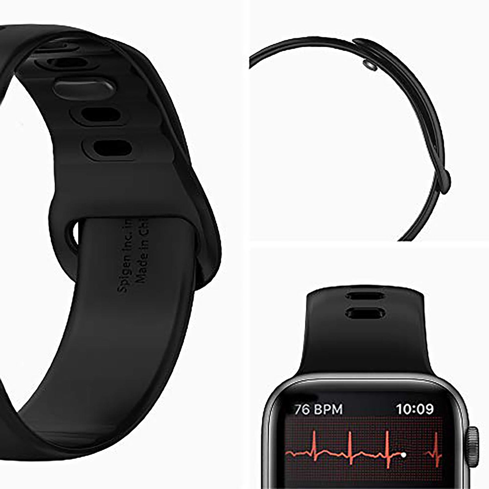 Spigen Silicone Band for Apple Watch Series SE, 7, 6, 5, 4, 3, 2 & 1 (41mm / 40mm / 38mm) (Adjustable Length, Black)_14