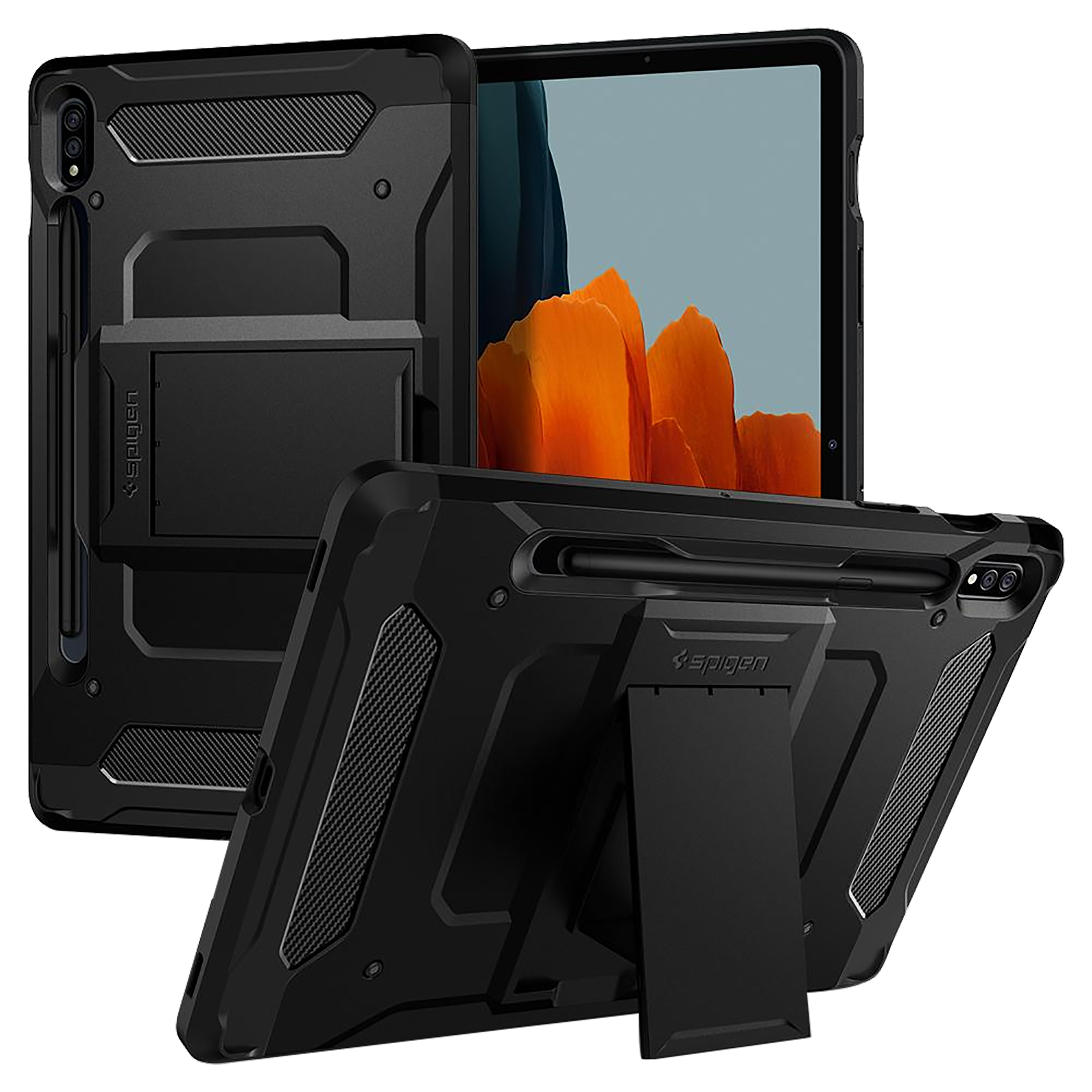 spigen Tough Armor Pro TPU & Polycarbonate Back Cover for SAMSUNG Galaxy Tab S8, Tab S7 (Built-In Pen Storage, Black)_13