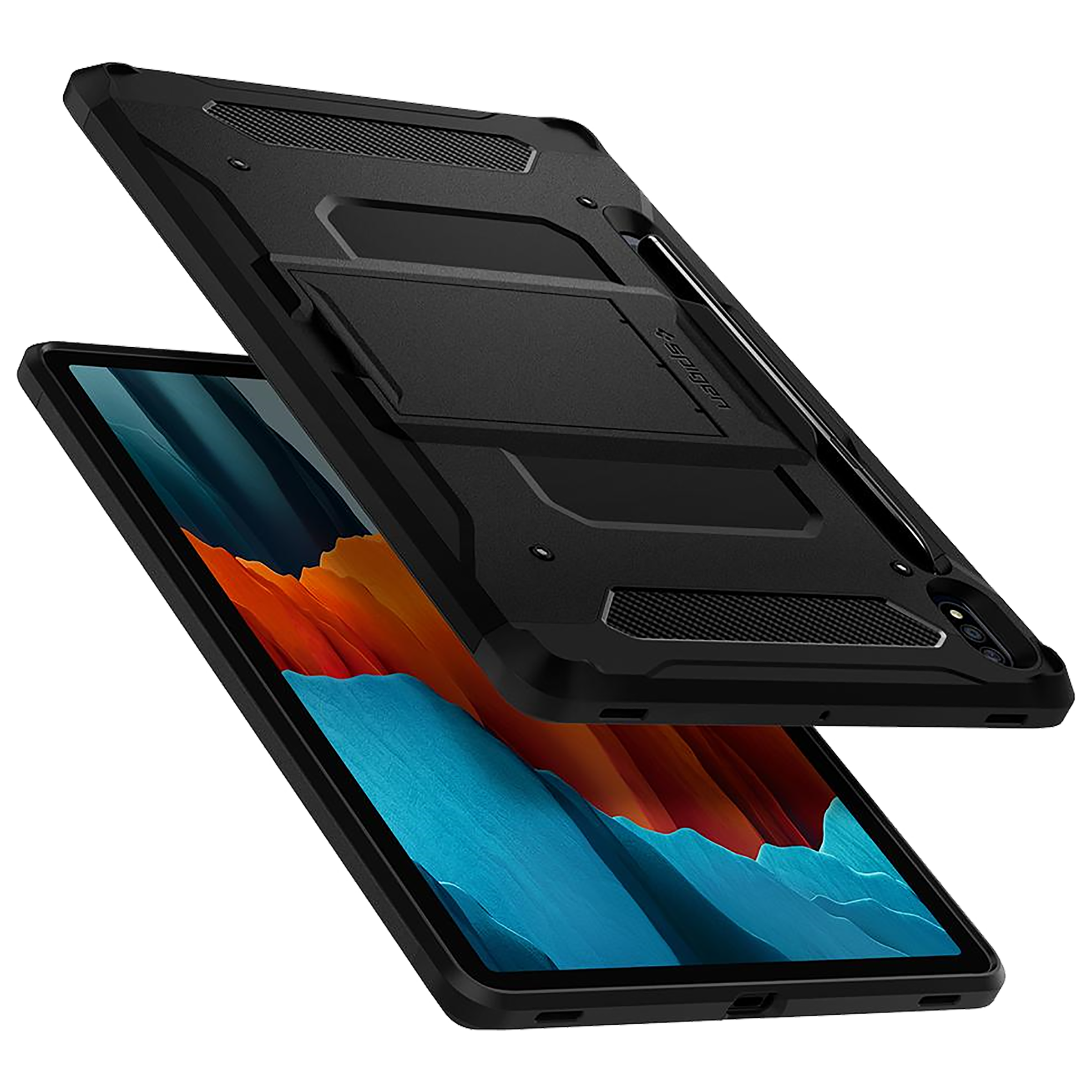 spigen Tough Armor Pro TPU & Polycarbonate Back Cover for SAMSUNG Galaxy Tab S8, Tab S7 (Built-In Pen Storage, Black)_9
