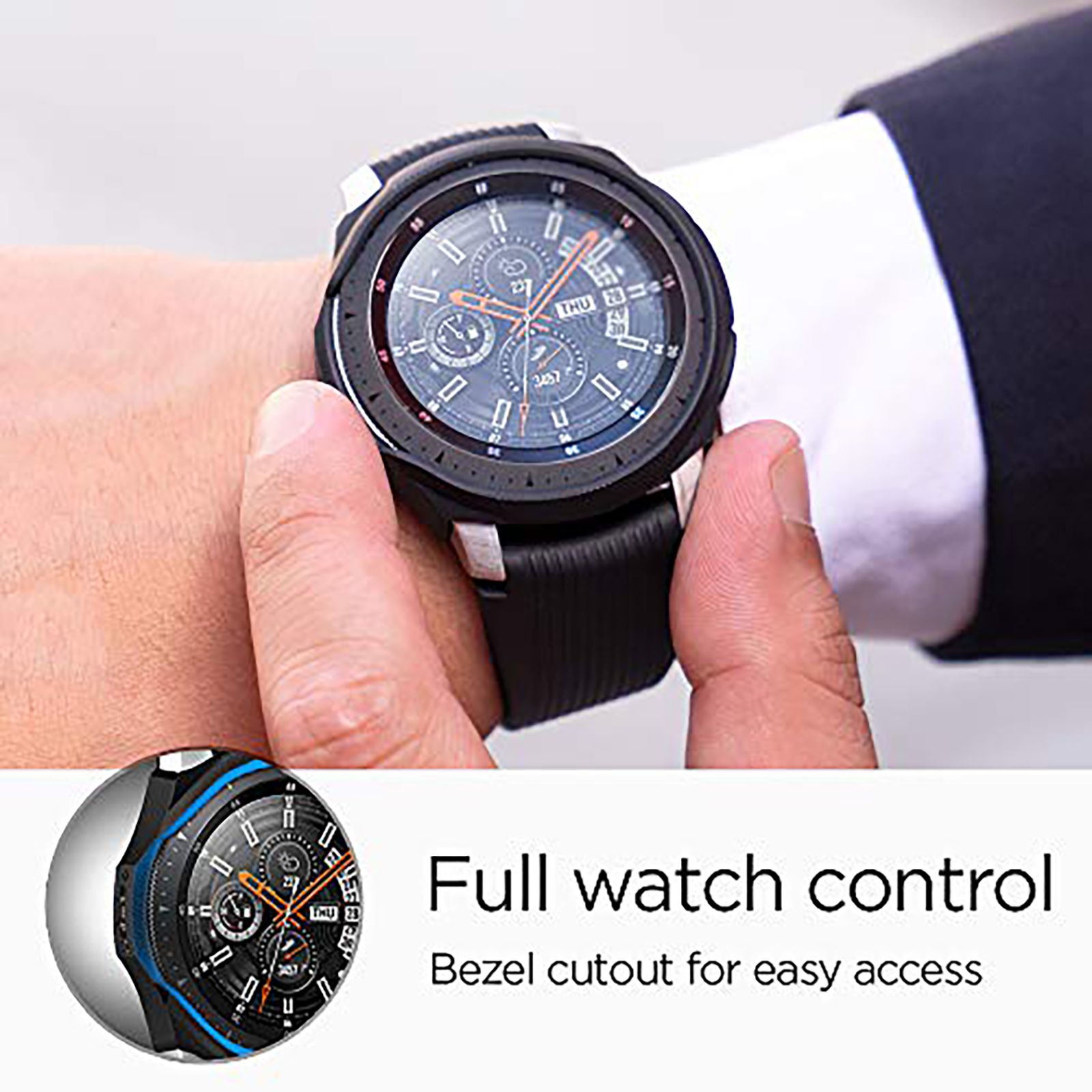 Spigen Liquid Air TPU Case for SAMSUNG Galaxy Watch (46mm) (Shock-Absorbent Layer, Black)_8