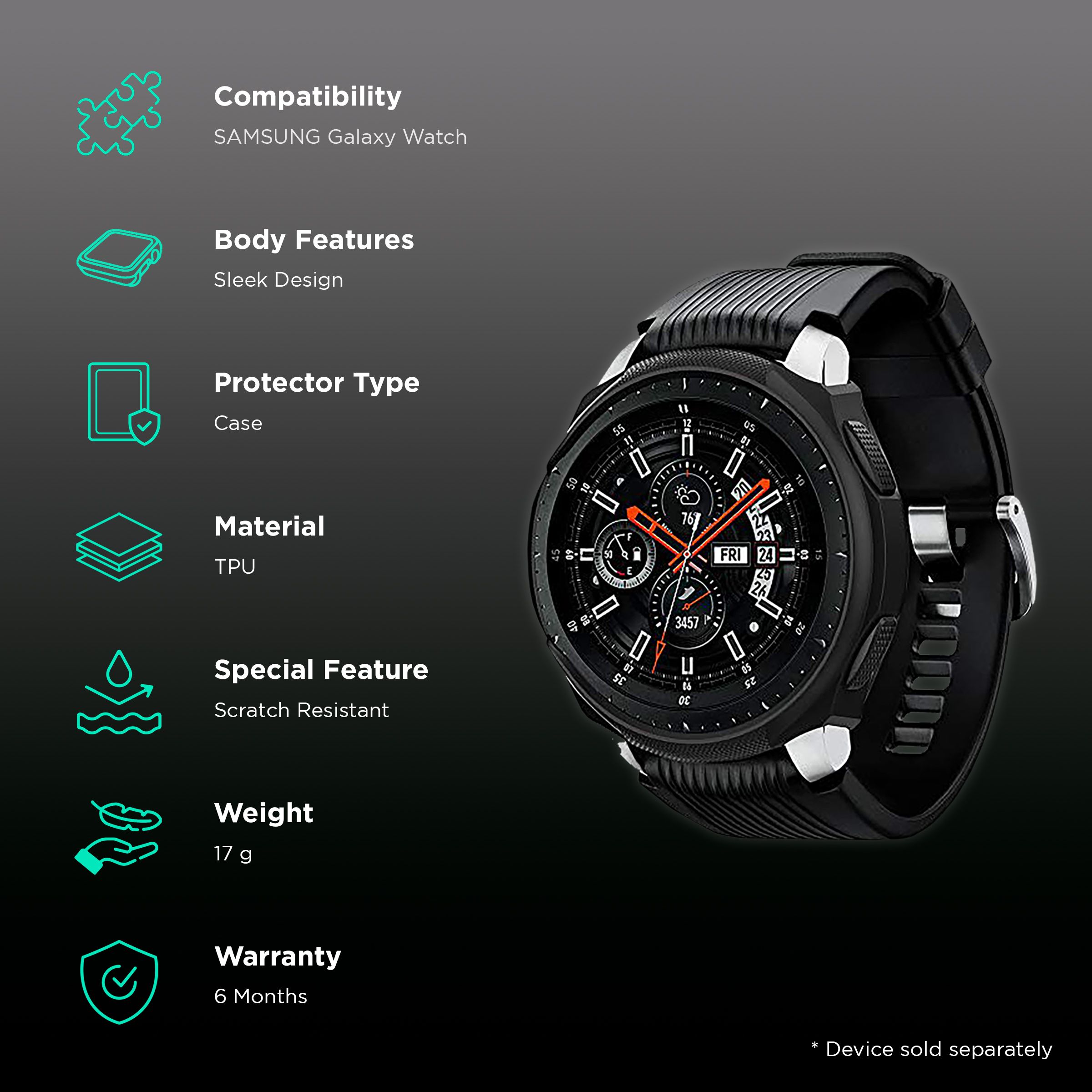 Spigen Liquid Air TPU Case for SAMSUNG Galaxy Watch (46mm) (Shock-Absorbent Layer, Black)_2