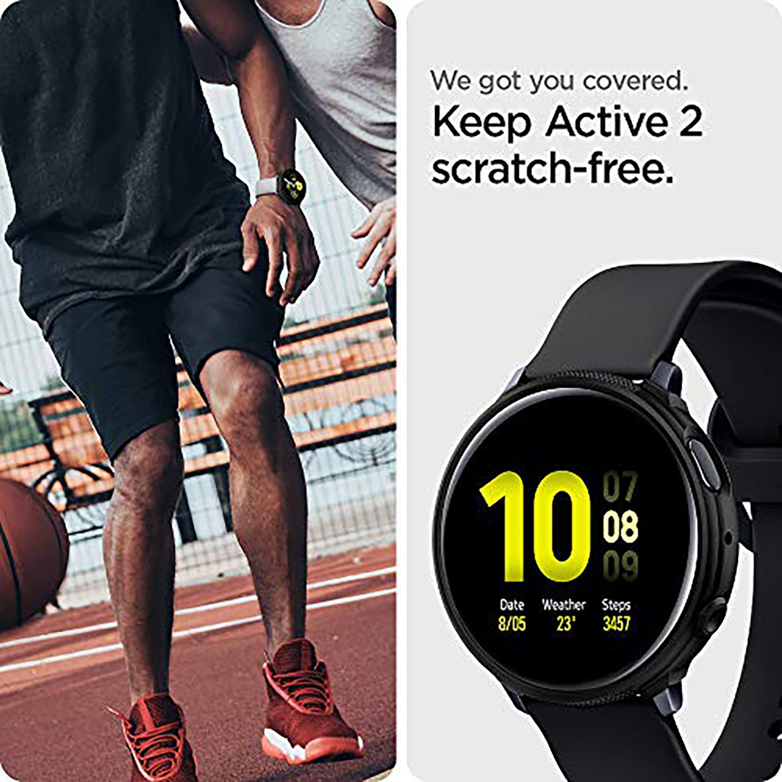 Spigen Liquid Air TPU Case for SAMSUNG Galaxy Watch Active 2 (44mm) (Shock-Absorbent Layer, Matte Black)_10