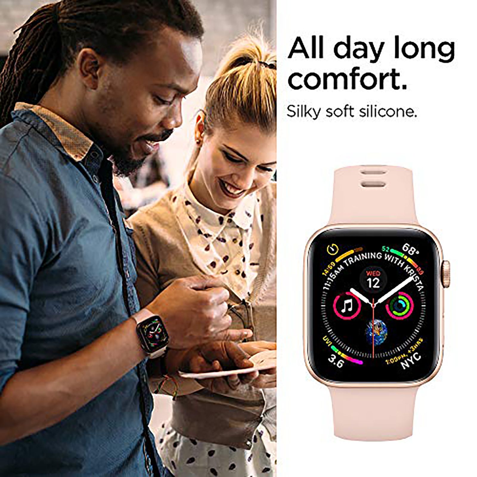 Spigen Silicone Band for Apple Watch Series Ultra, SE 2, SE, 8, 7, 6, 5, 4, 3, 2 & 1 (49mm / 45mm / 44mm / 42mm) (Adjustable Length, Rose Gold) Spigen Silicone Band for Apple Watch Series Ultra, SE 2, SE, 8, 7, 6, 5, 4, 3, 2 & 1 (49mm / 45mm / 44mm / 42mm) (Adjustable Length, Rose Gold)_8