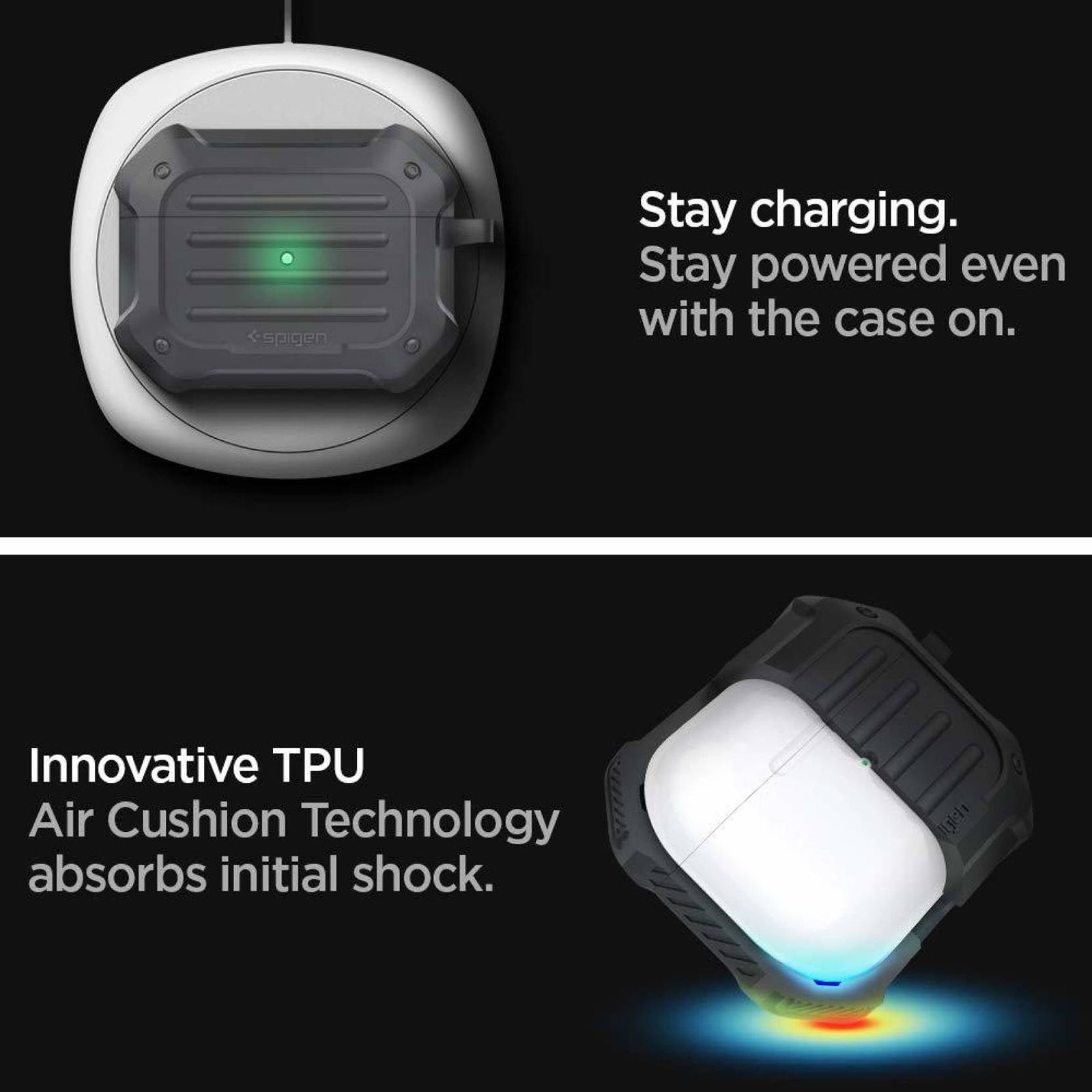 spigen Tough Armor Silicone Full Cover Case For AirPods Pro (Key Ring For Easy Portability, ASD00537, Black) spigen Tough Armor Silicone Full Cover Case For AirPods Pro (Key Ring For Easy Portability, ASD00537, Black)_8