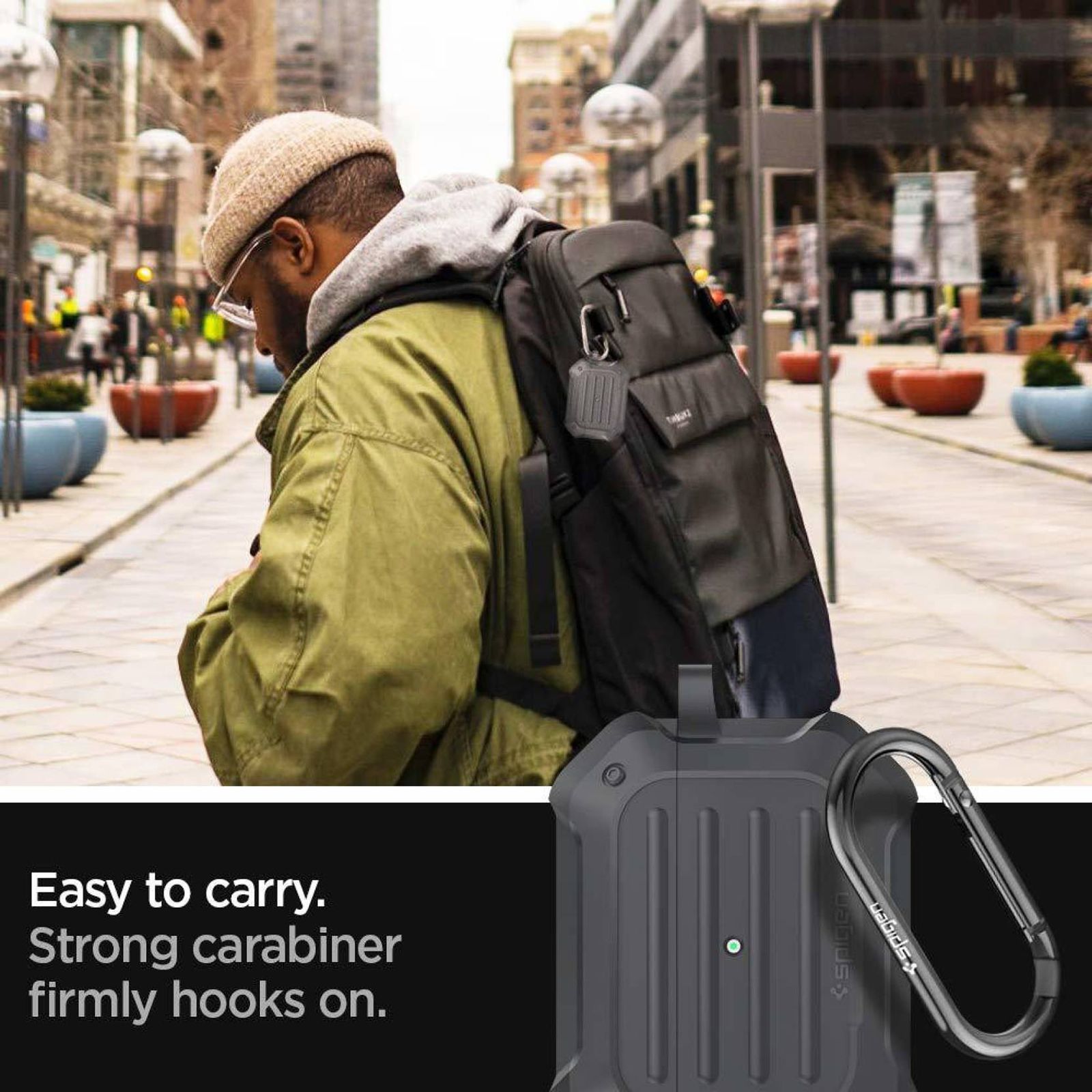 spigen Tough Armor Silicone Full Cover Case For AirPods Pro (Key Ring For Easy Portability, ASD00537, Black) spigen Tough Armor Silicone Full Cover Case For AirPods Pro (Key Ring For Easy Portability, ASD00537, Black)_9