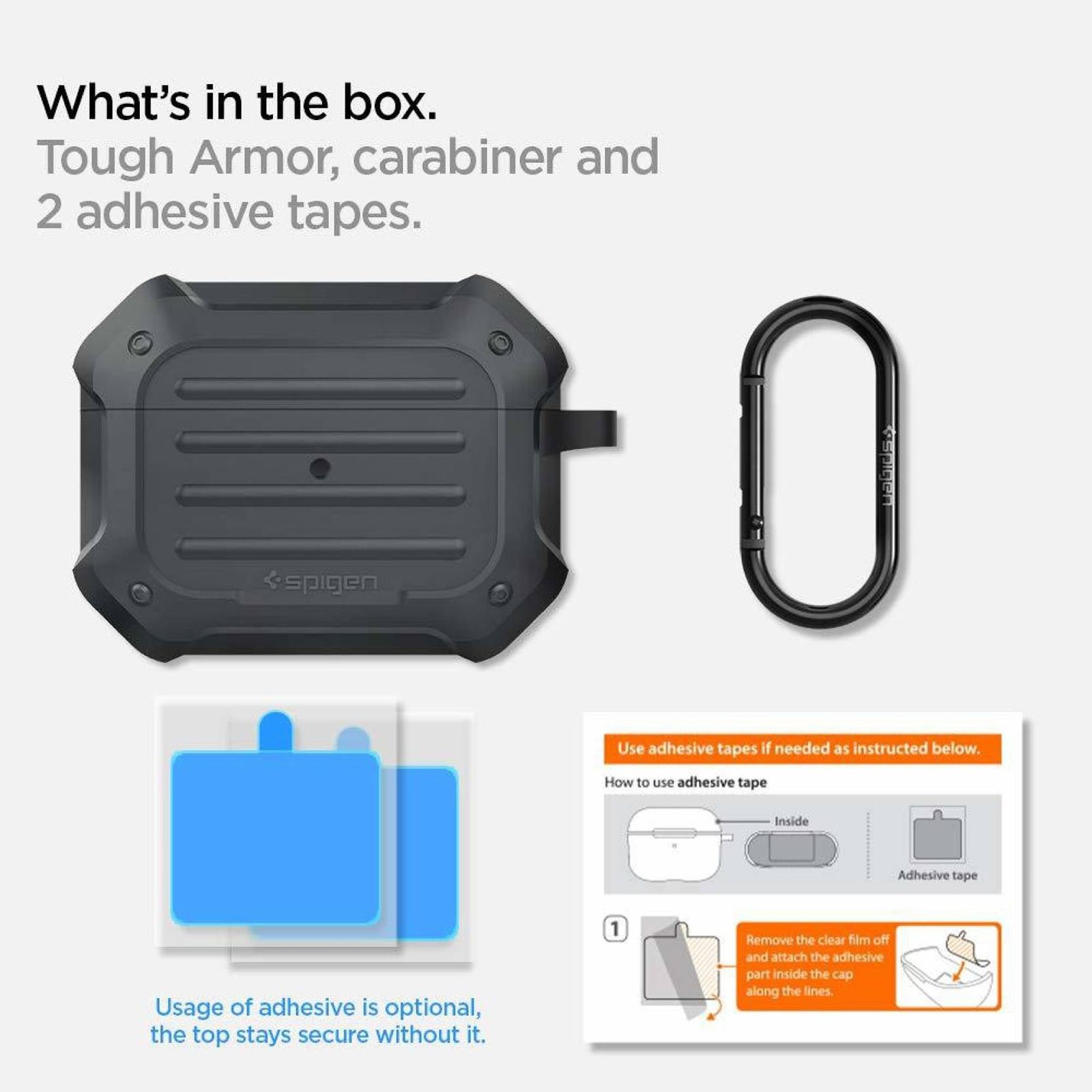 spigen Tough Armor Silicone Full Cover Case For AirPods Pro (Key Ring For Easy Portability, ASD00537, Black) spigen Tough Armor Silicone Full Cover Case For AirPods Pro (Key Ring For Easy Portability, ASD00537, Black)_10