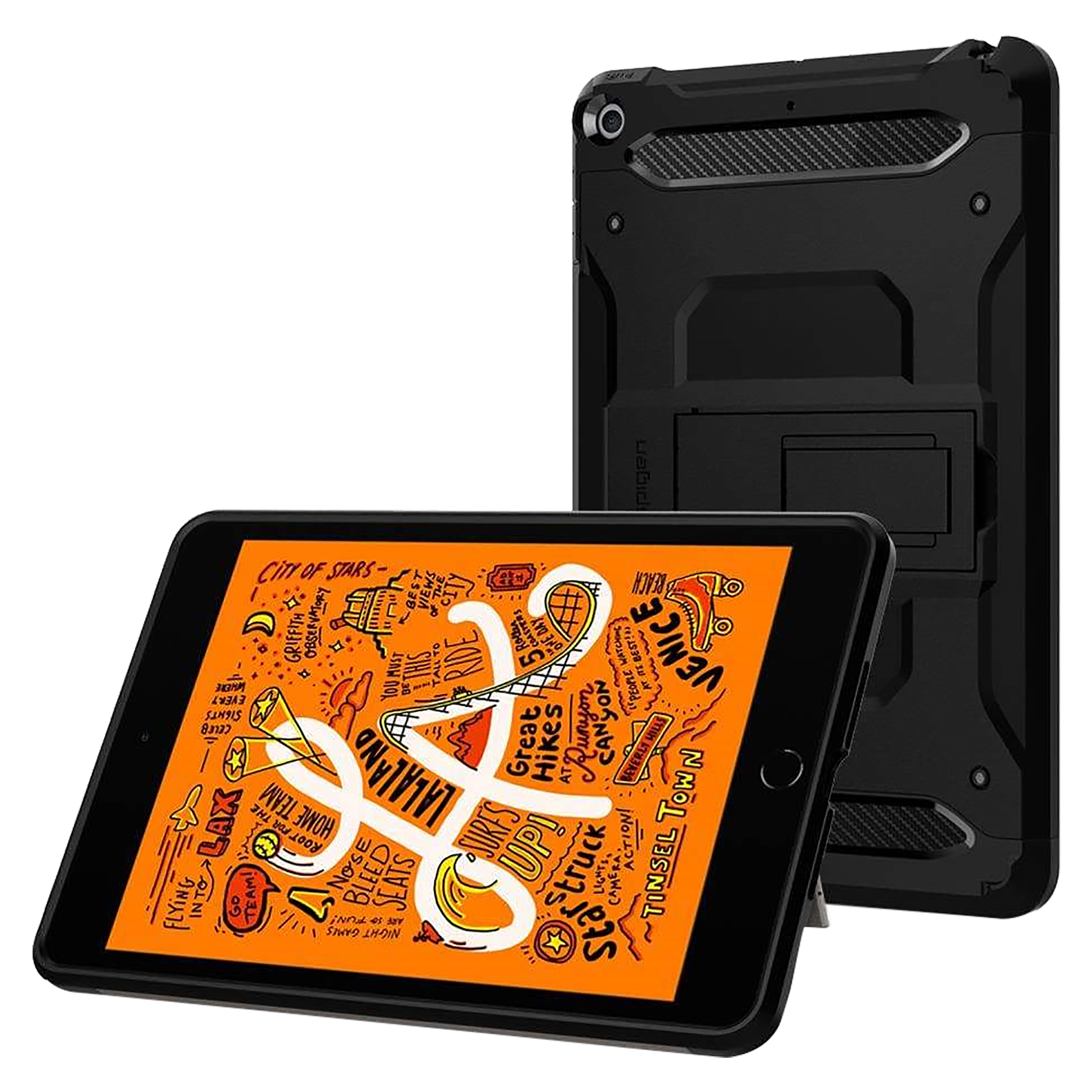 spigen Tough Armor TECH Polycarbonate Back Cover for Apple iPad Mini 5 (Shock Absorption, Black) spigen Tough Armor TECH Polycarbonate Back Cover for Apple iPad Mini 5 (Shock Absorption, Black)_5