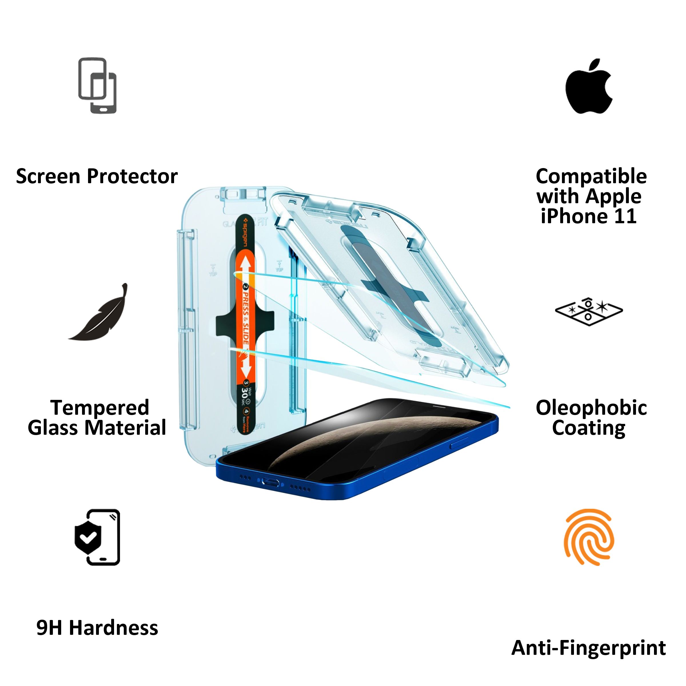 spigen GlastR EZ Fit Tempered Glass for Apple iPhone 12, 12 Pro (Oleophobic Coating) spigen GlastR EZ Fit Tempered Glass for Apple iPhone 12, 12 Pro (Oleophobic Coating)_2