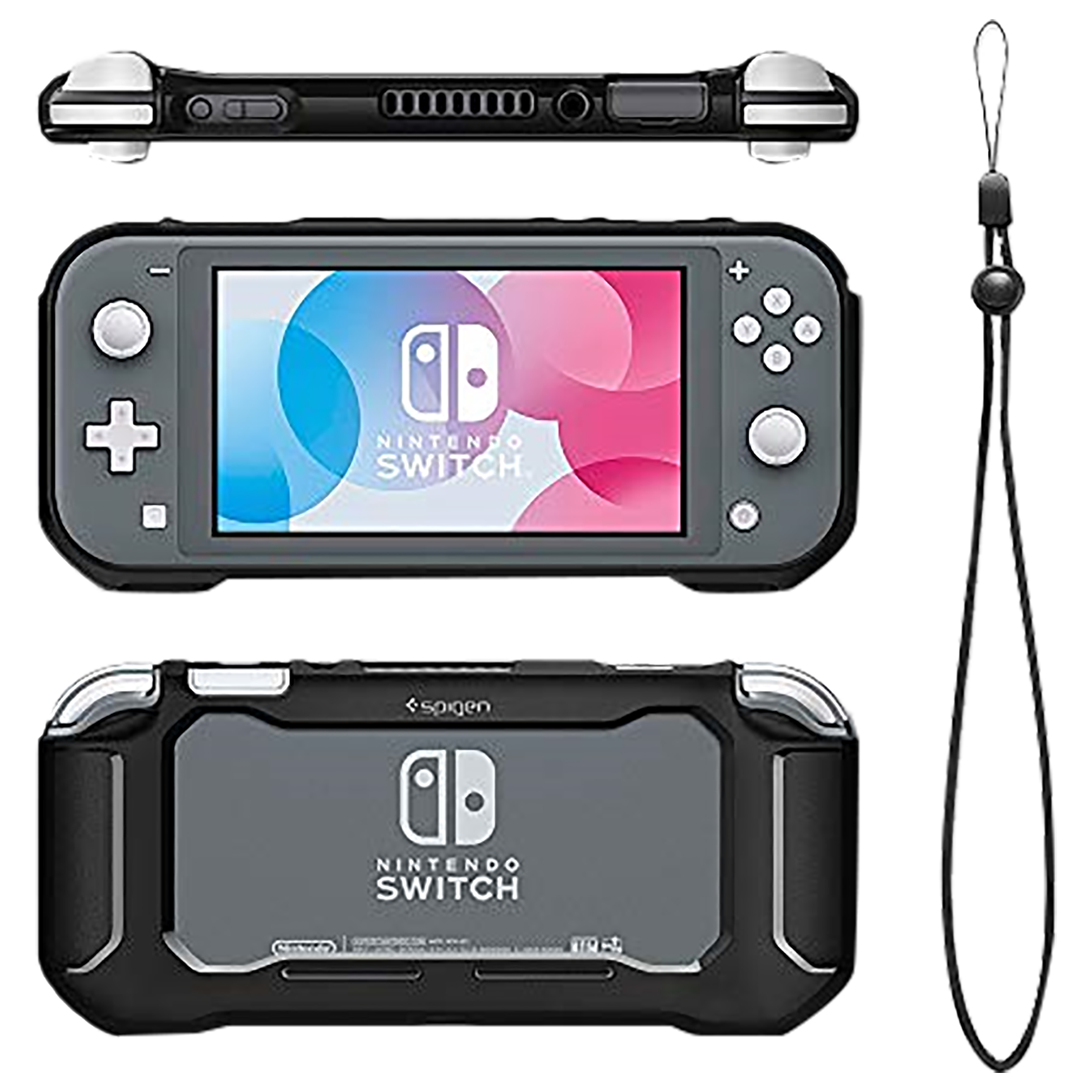 spigen Rugged Armor Back Case For Nintendo Switch Lite (Raised Bumper Guard, ACS00212, Matte Black)_5