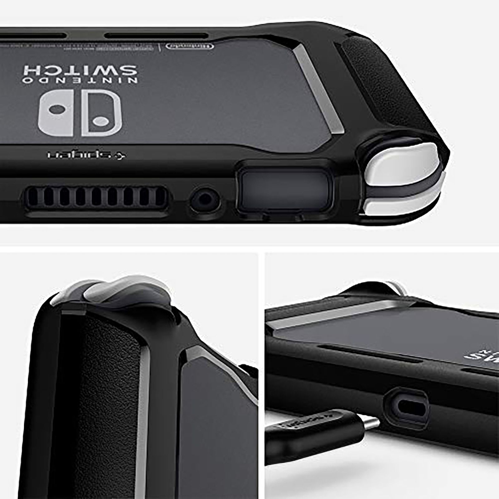 spigen Rugged Armor Back Case For Nintendo Switch Lite (Raised Bumper Guard, ACS00212, Matte Black)_7